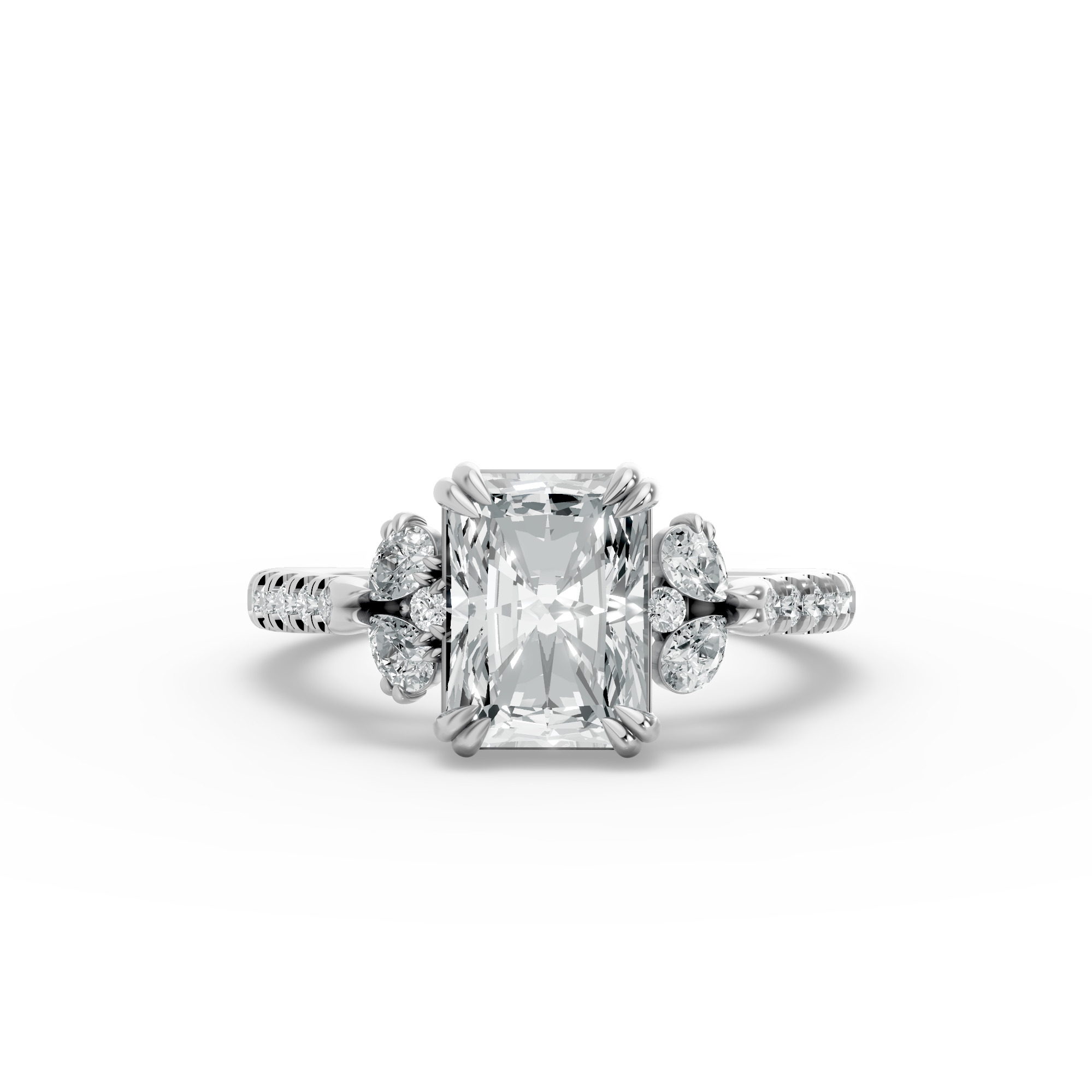 Radiant Shape Diamond Fancy Engagement Ring in Gold