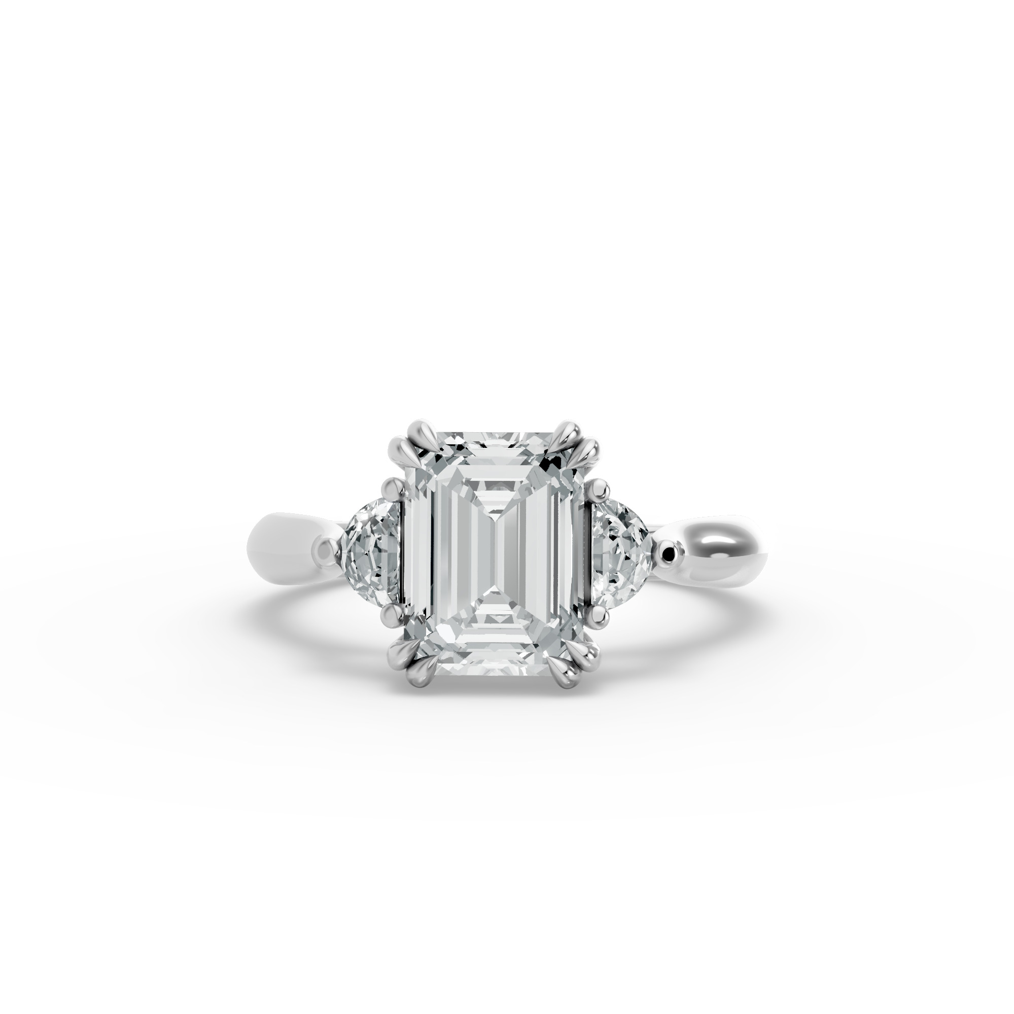 Emerald Shape Diamond Fancy Engagement Ring in Gold