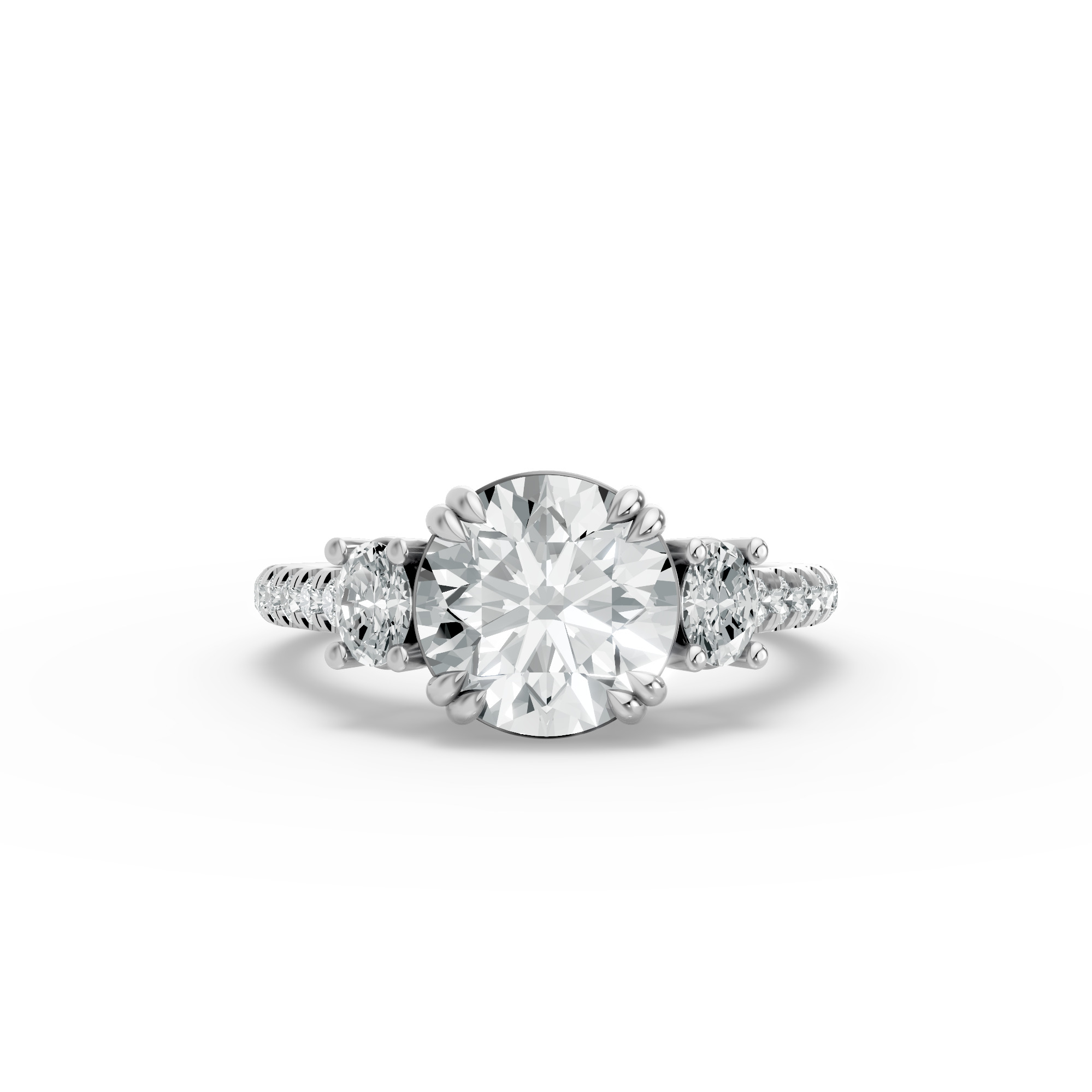 Round Shape Diamond Fancy Engagement Ring in Gold