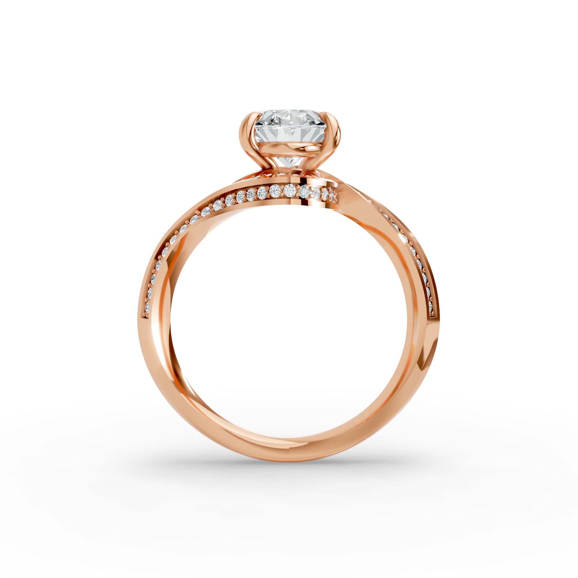 Oval Shape Diamond Fancy Engagement Ring in Gold