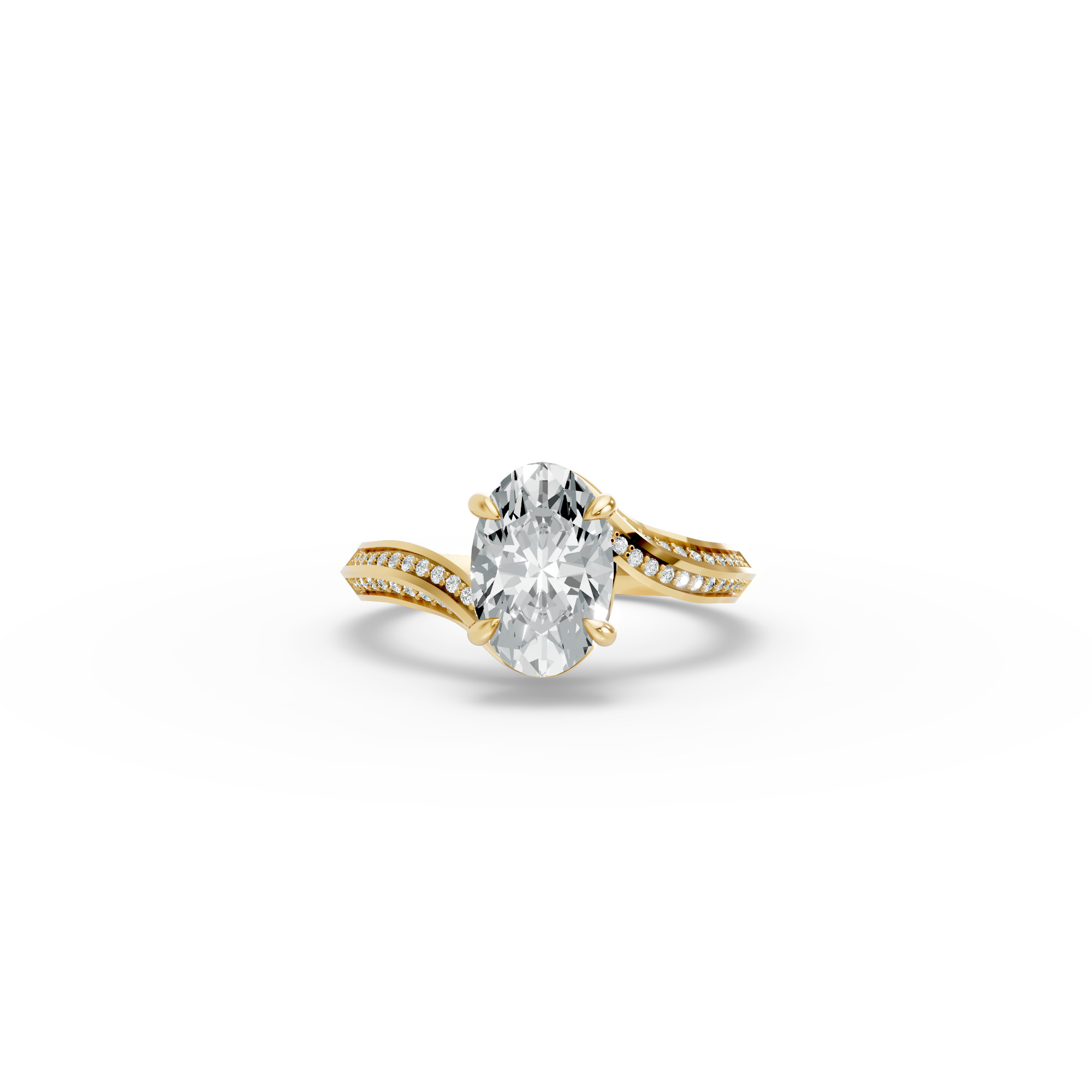 Oval Shape Diamond Fancy Engagement Ring in Gold
