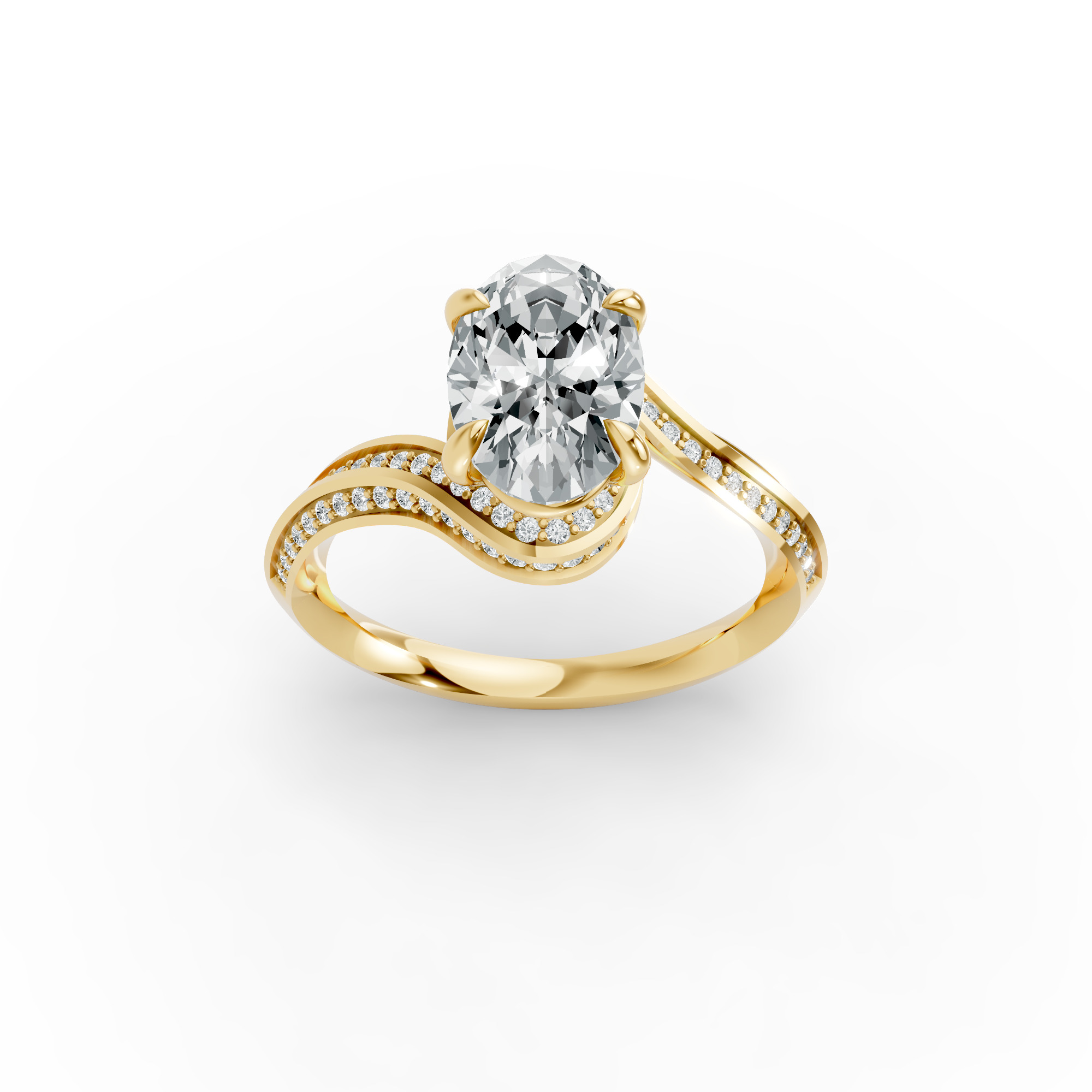 Oval Shape Diamond Fancy Engagement Ring in Gold