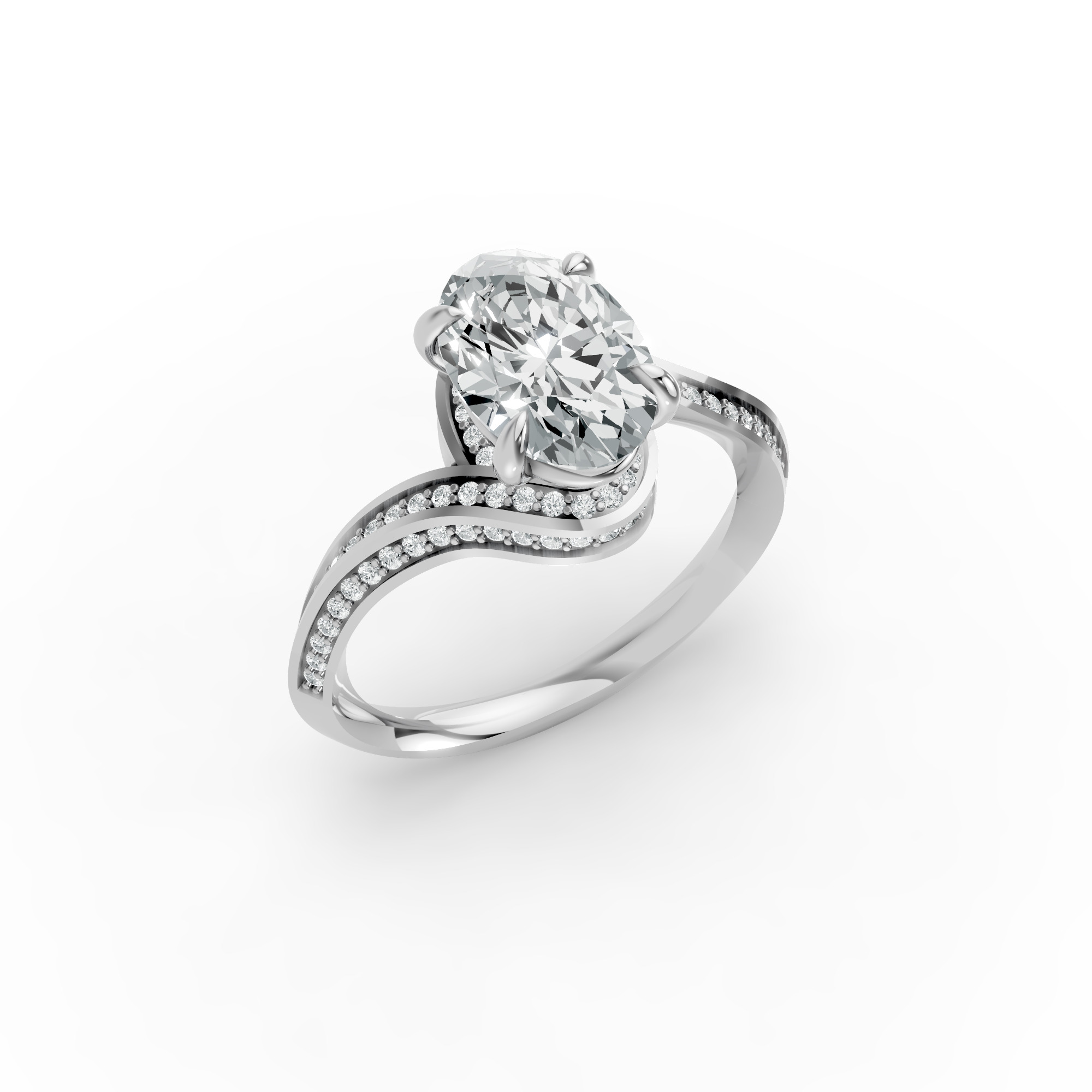 Oval Shape Diamond Fancy Engagement Ring in Gold