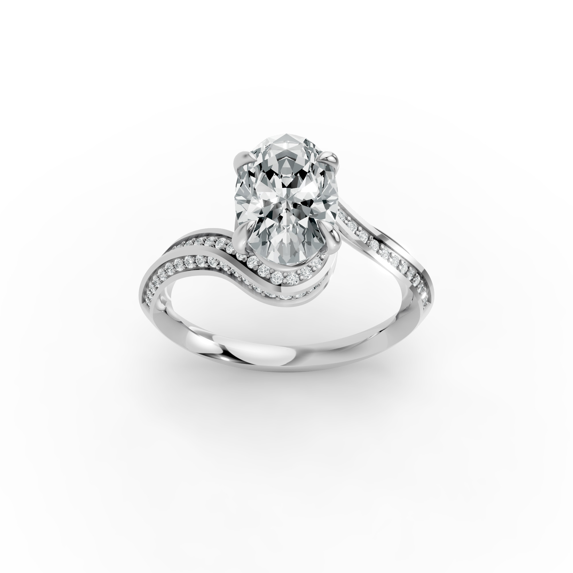 Oval Shape Diamond Fancy Engagement Ring in Gold