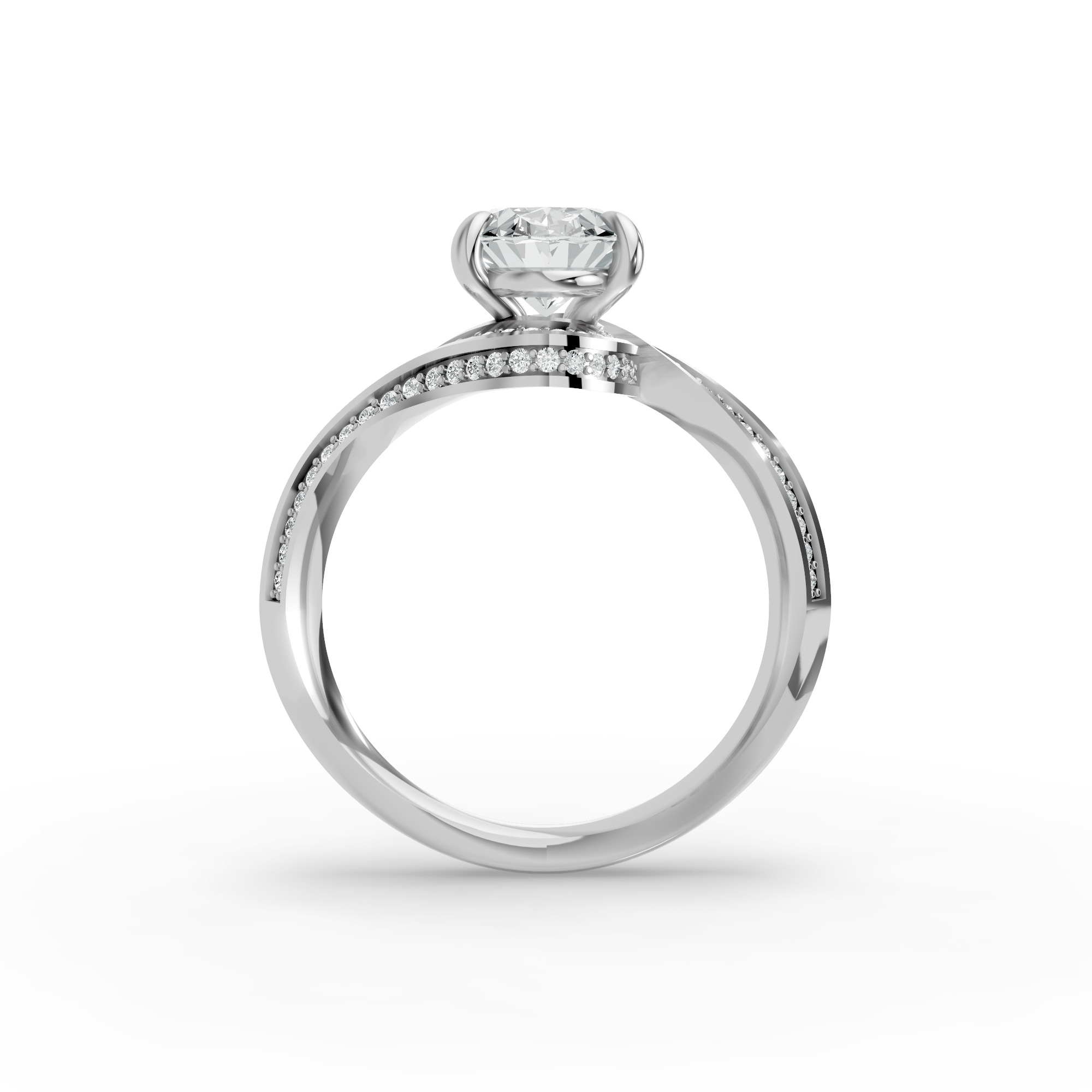 Oval Shape Diamond Fancy Engagement Ring in Gold