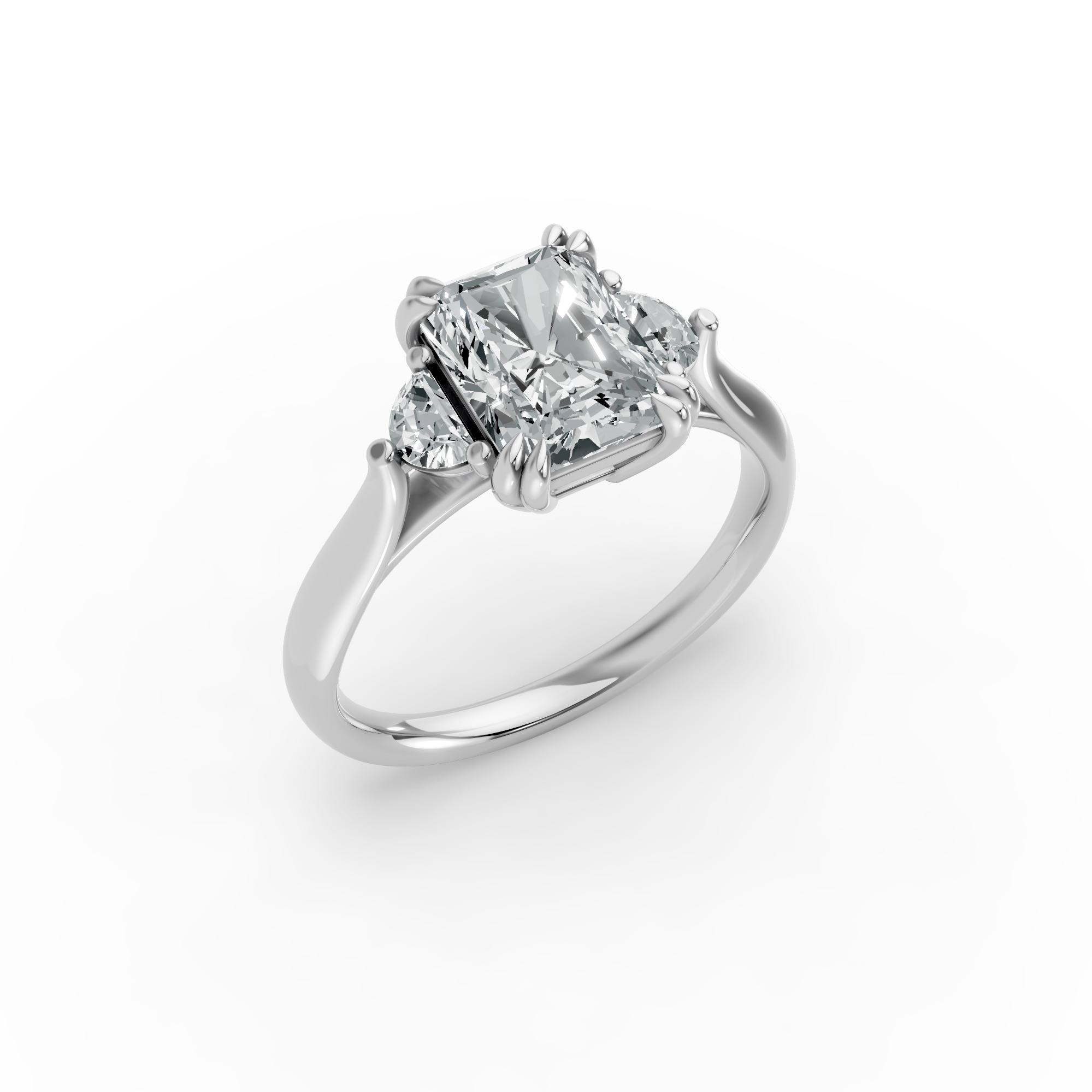 Radiant Shape Diamond Fancy Engagement Ring in Gold