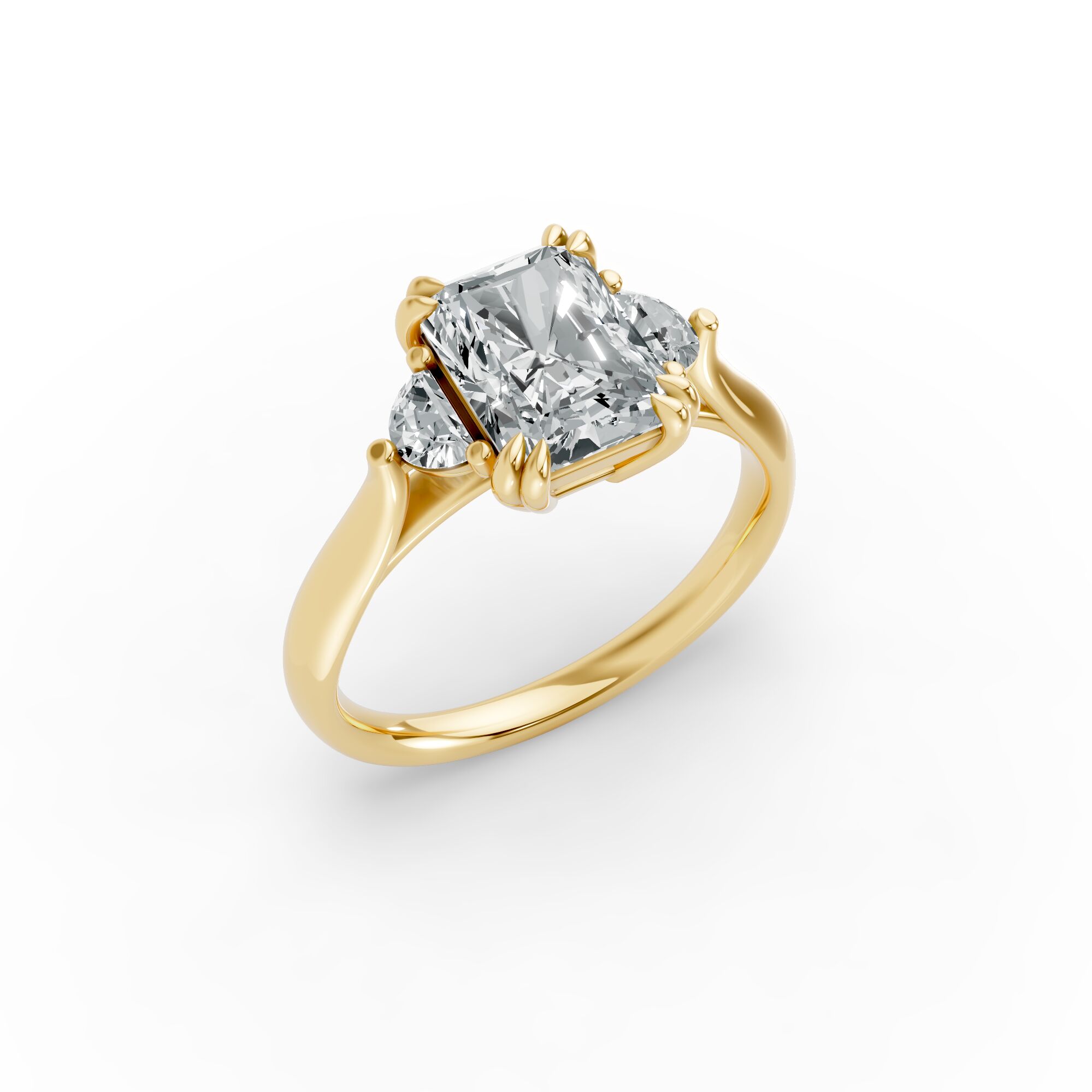 Radiant Shape Diamond Fancy Engagement Ring in Gold
