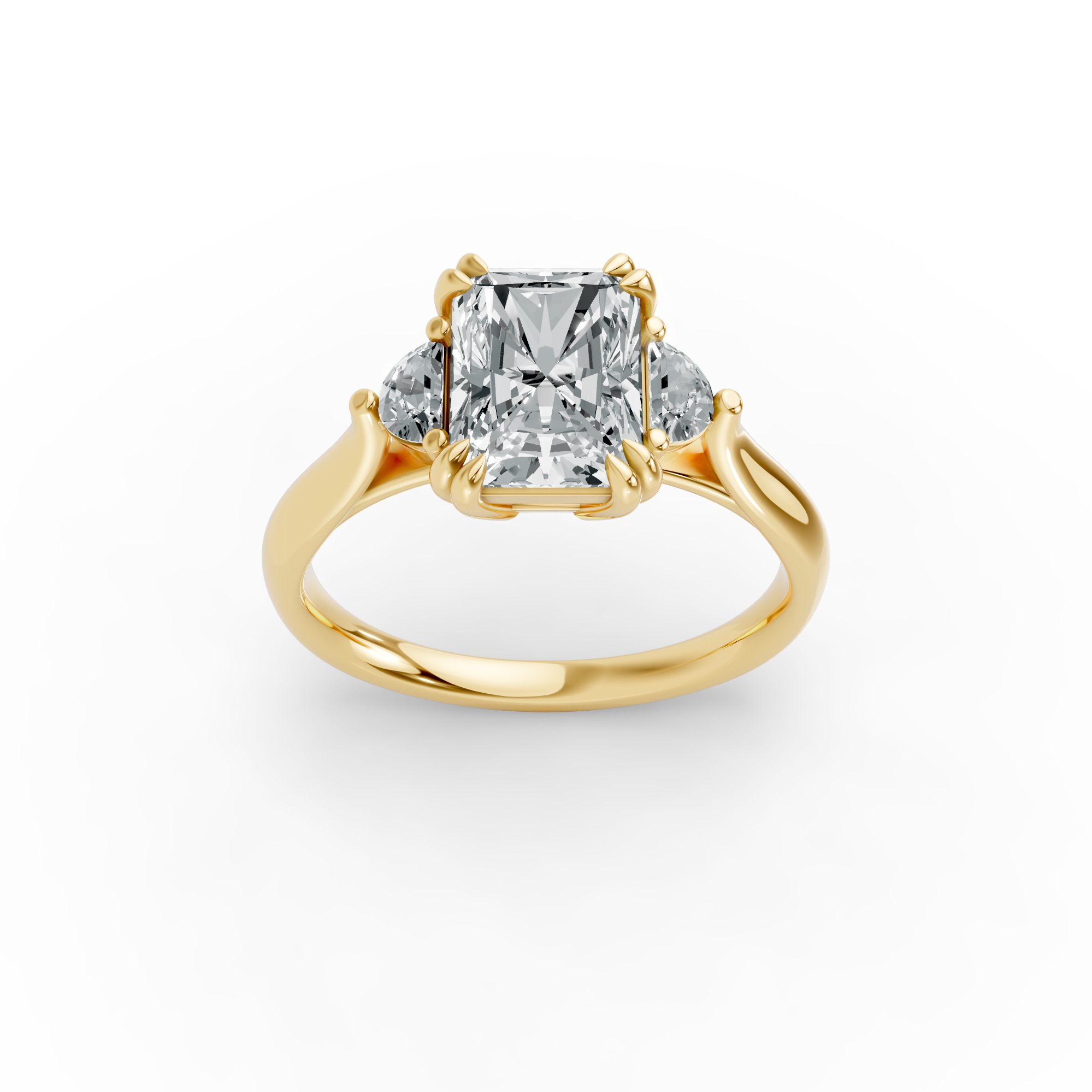 Radiant Shape Diamond Fancy Engagement Ring in Gold