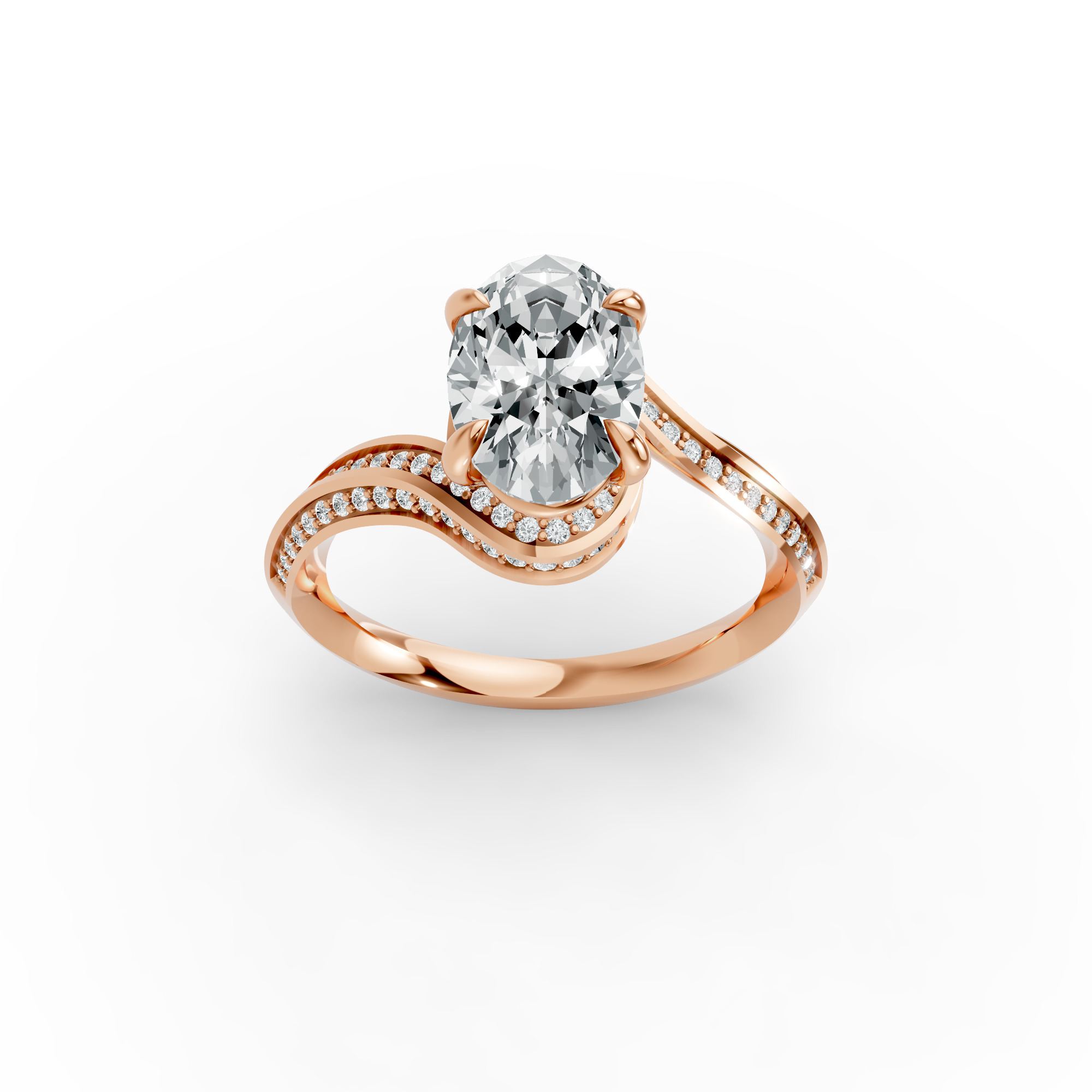 Oval Shape Diamond Fancy Engagement Ring in Gold