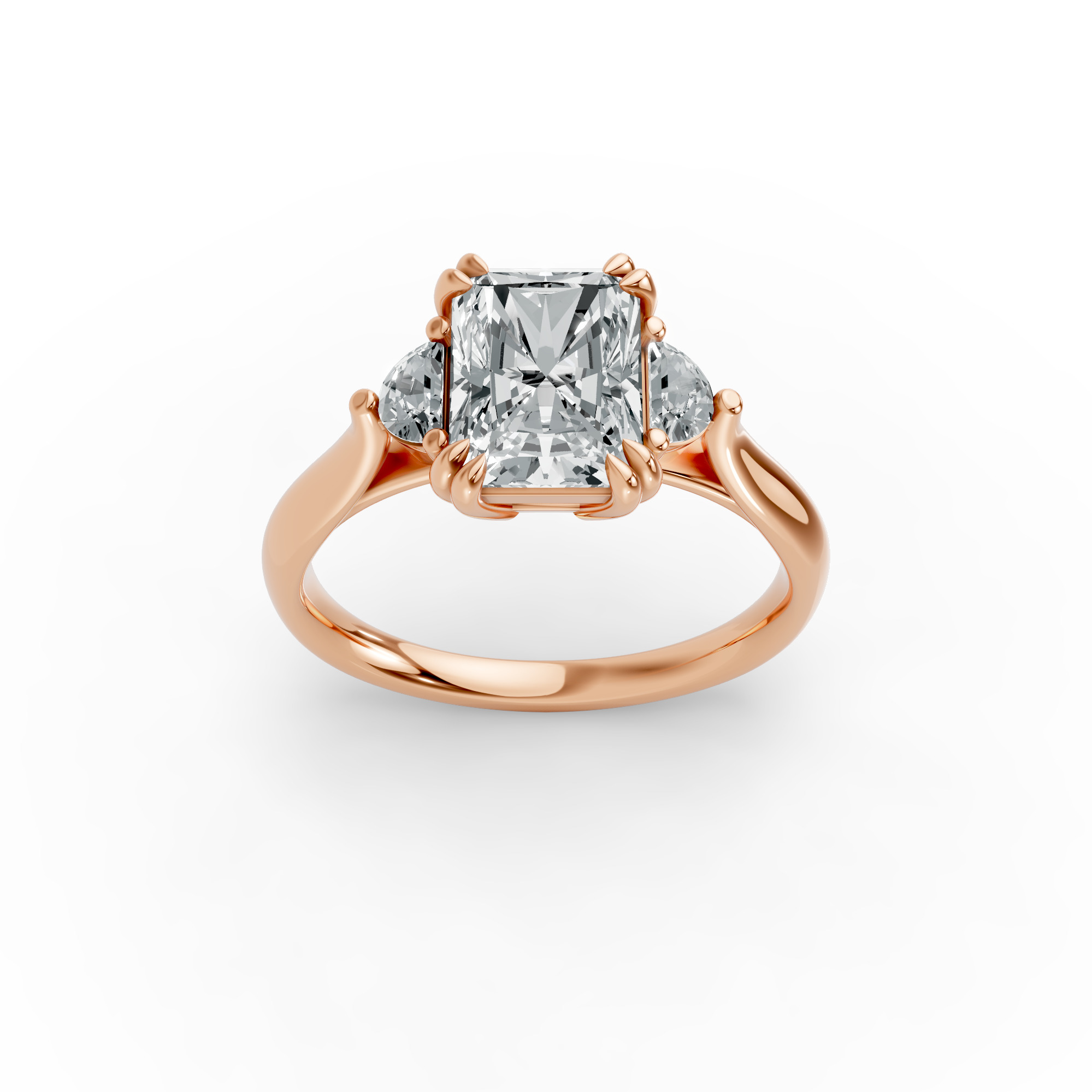 Radiant Shape Diamond Fancy Engagement Ring in Gold