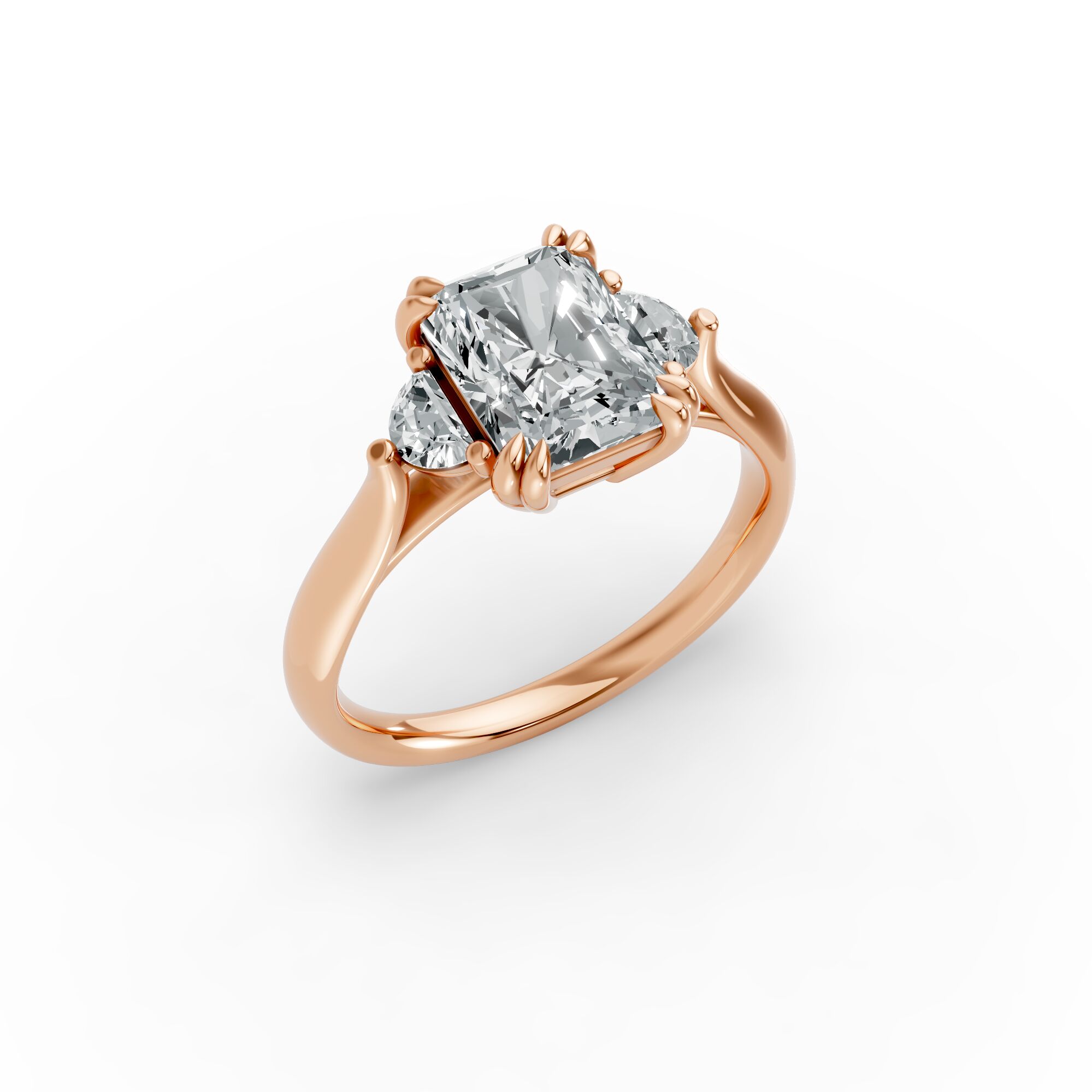 Radiant Shape Diamond Fancy Engagement Ring in Gold