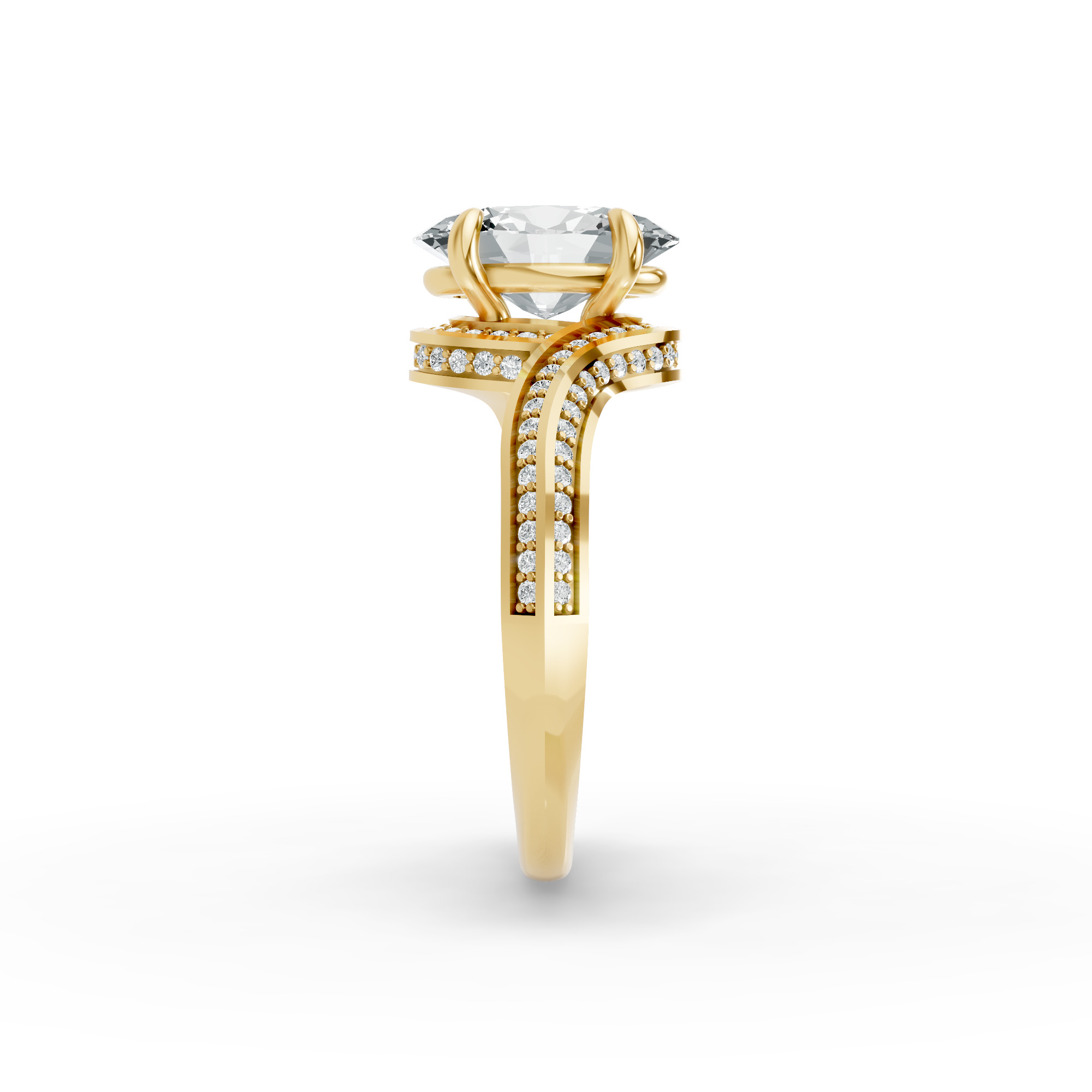 Oval Shape Diamond Fancy Engagement Ring in Gold