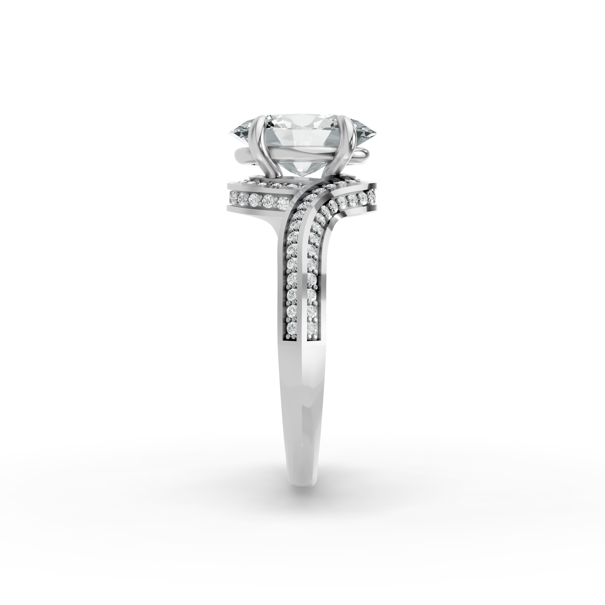Oval Shape Diamond Fancy Engagement Ring in Gold