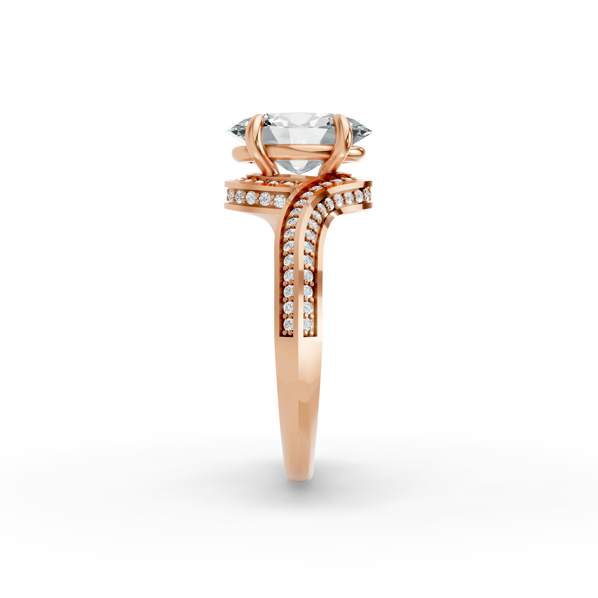 Oval Shape Diamond Fancy Engagement Ring in Gold