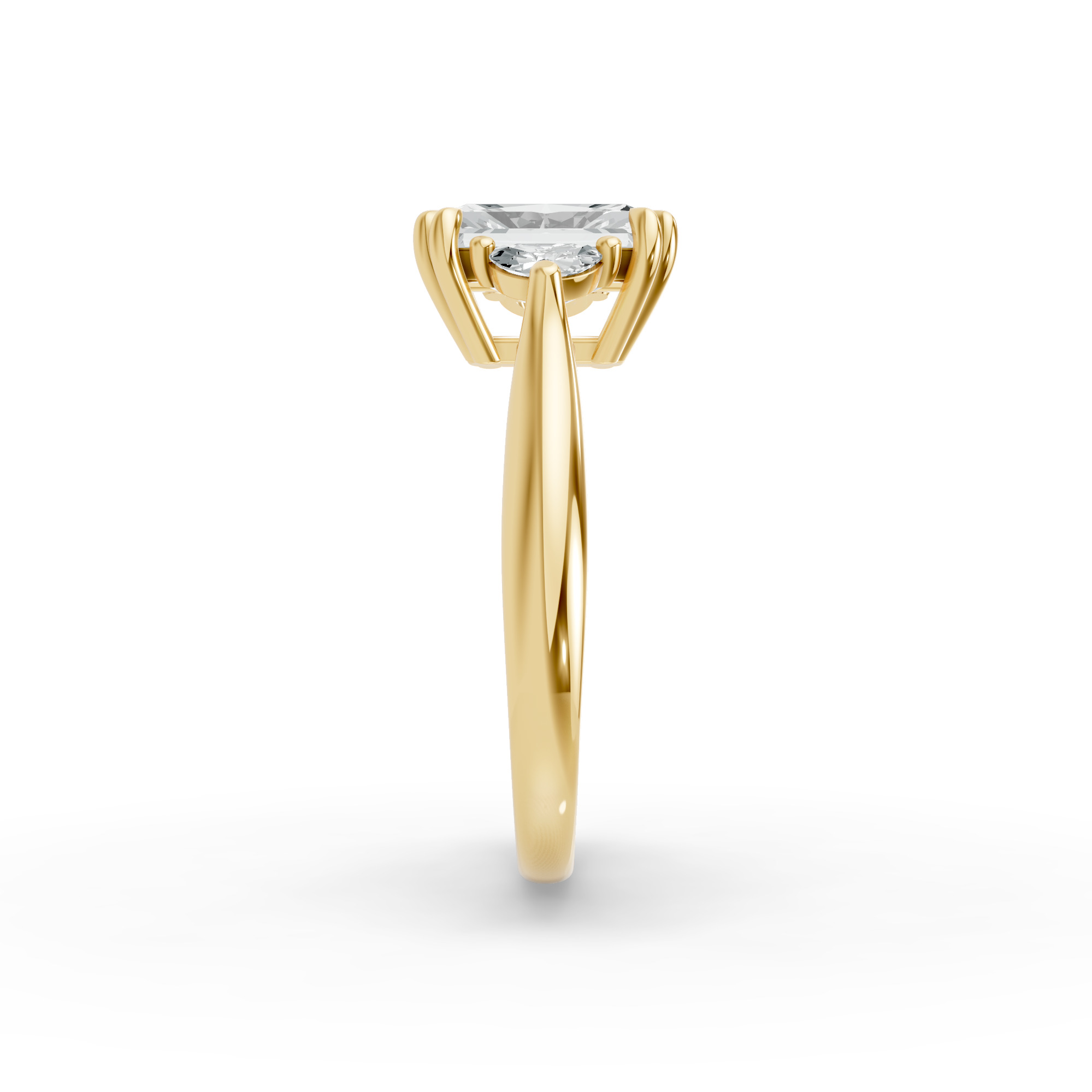 Radiant Shape Diamond Fancy Engagement Ring in Gold