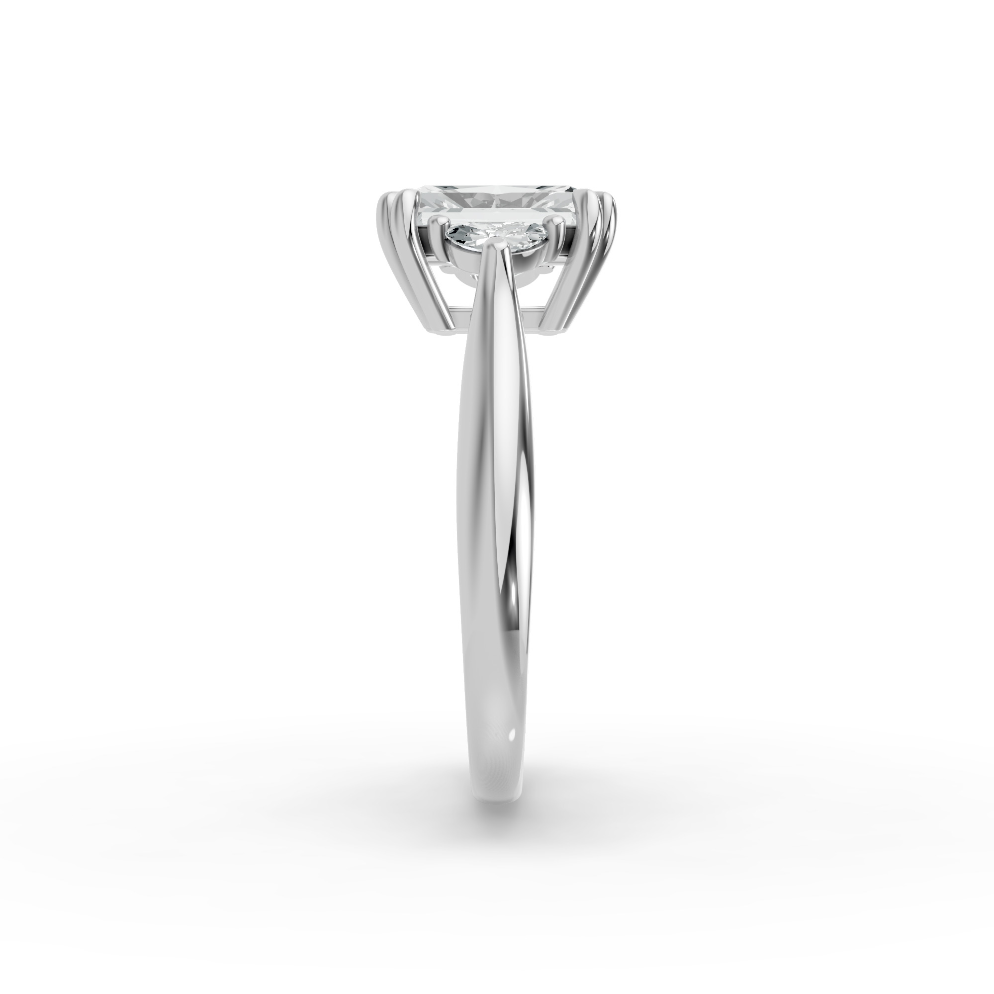 Radiant Shape Diamond Fancy Engagement Ring in Gold
