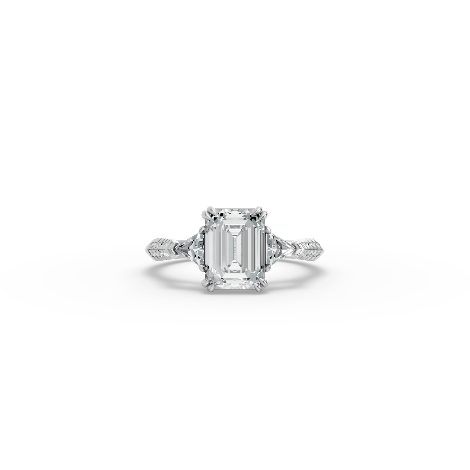 Emerald Shape Diamond Fancy Engagement Ring in Gold