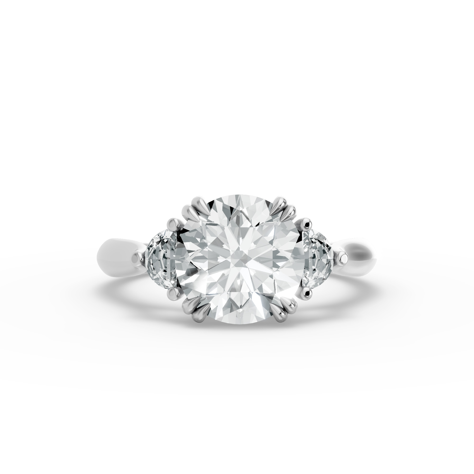 Round Shape Diamond Fancy Engagement Ring in Gold