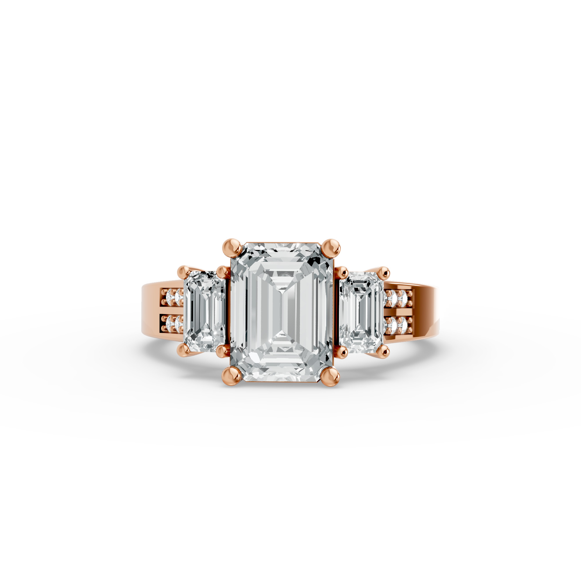 Emerald Shape Diamond Fancy Engagement Ring in Gold