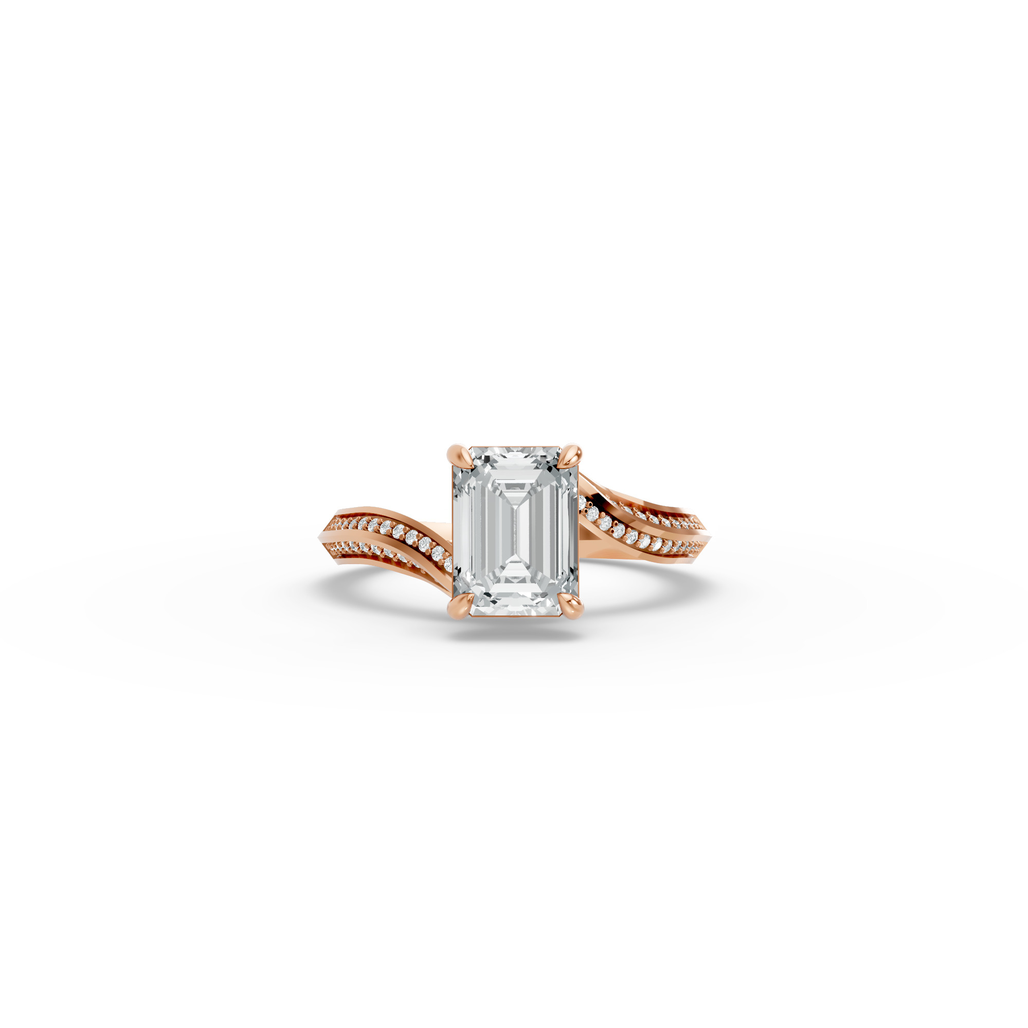 Emerald Shape Diamond Fancy Engagement Ring in Gold