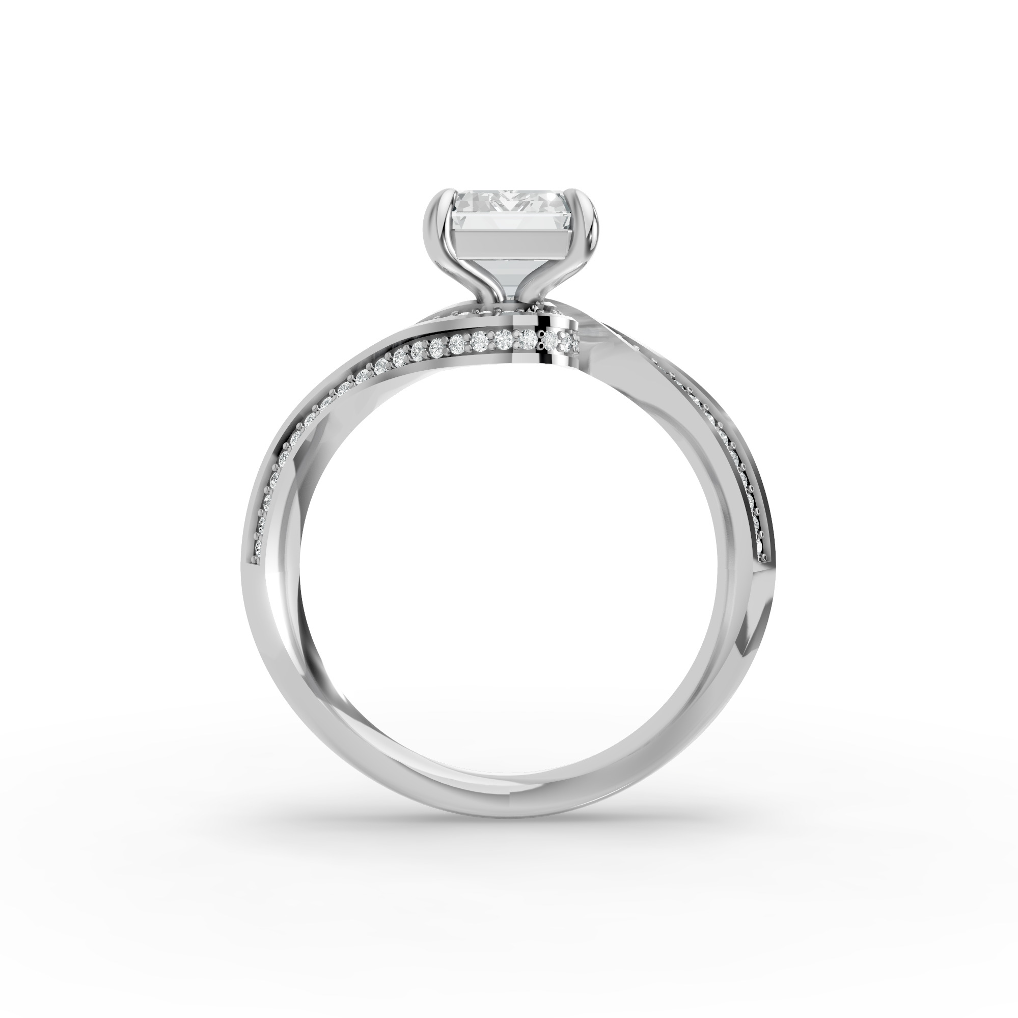 Emerald Shape Diamond Fancy Engagement Ring in Gold