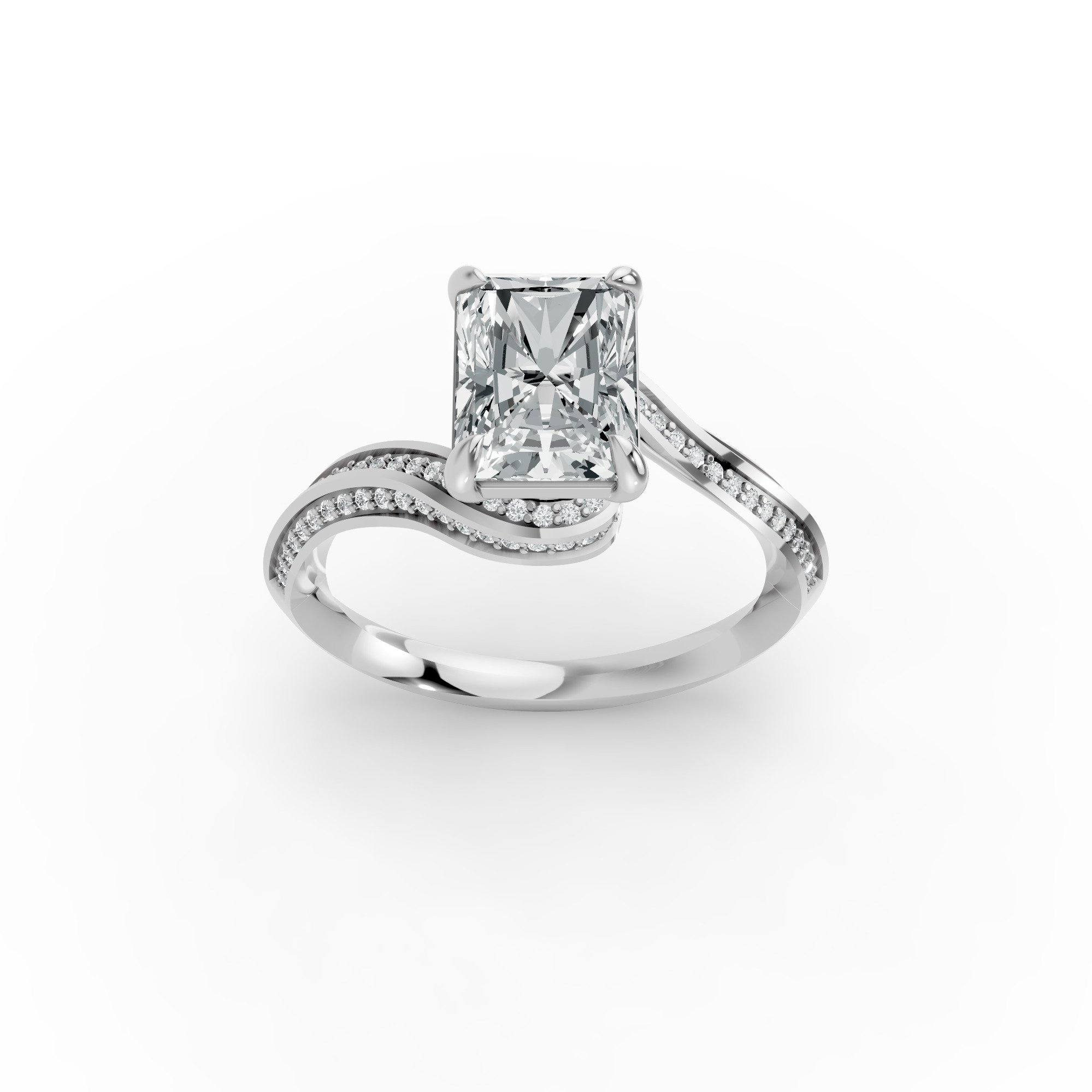 Radiant Shape Diamond Fancy Engagement Ring in Gold