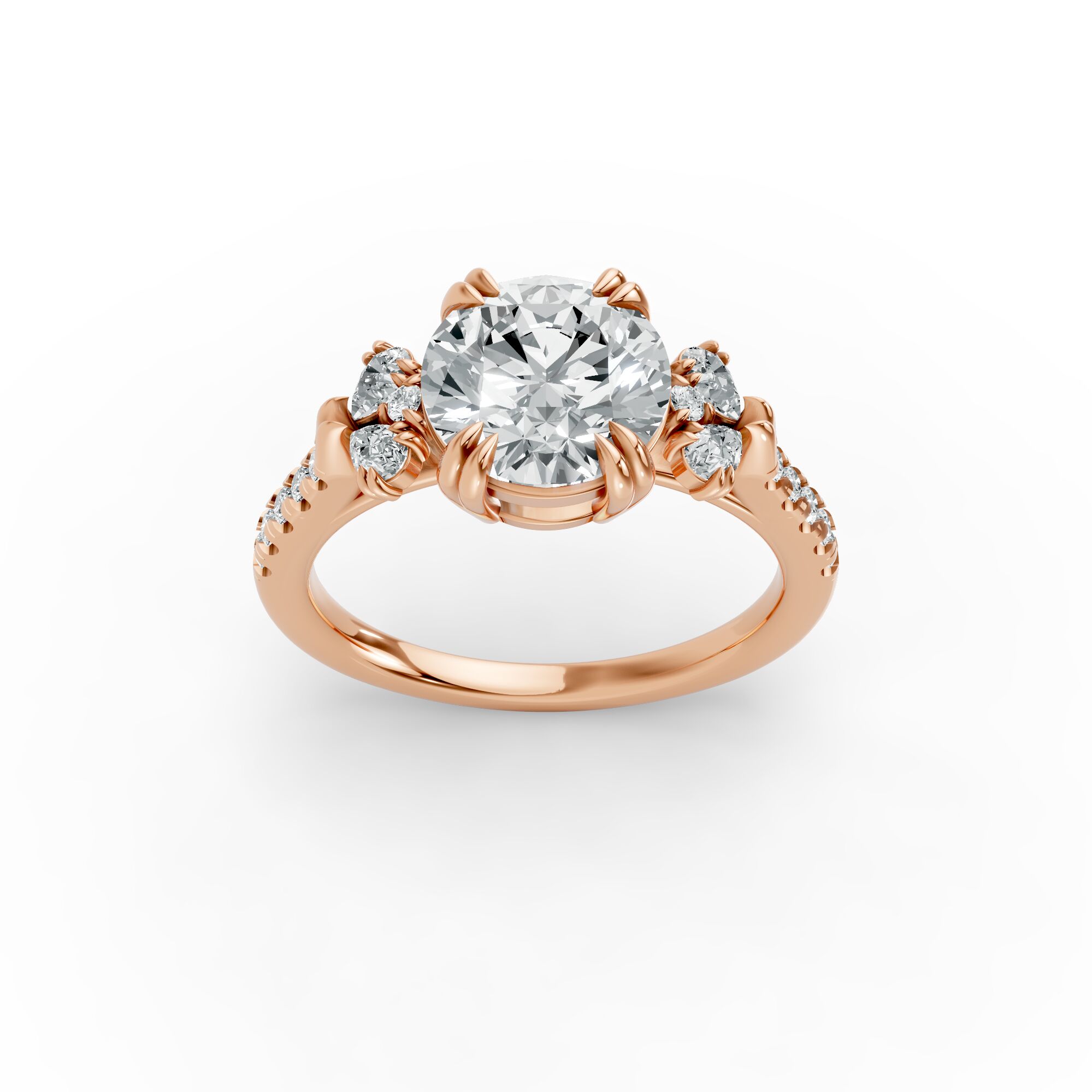 Round Shape Diamond Fancy Engagement Ring in Gold