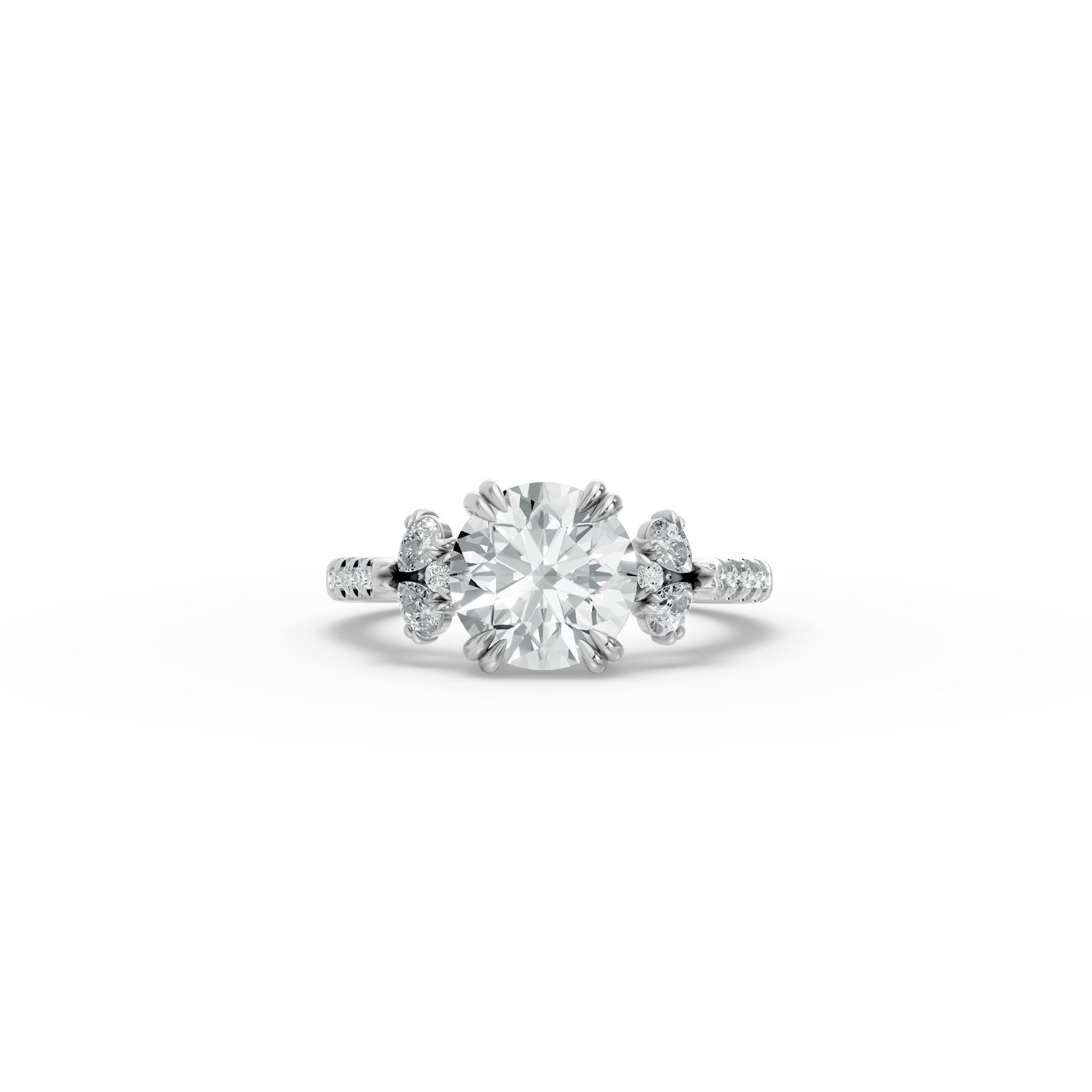 Round Shape Diamond Fancy Engagement Ring in Gold