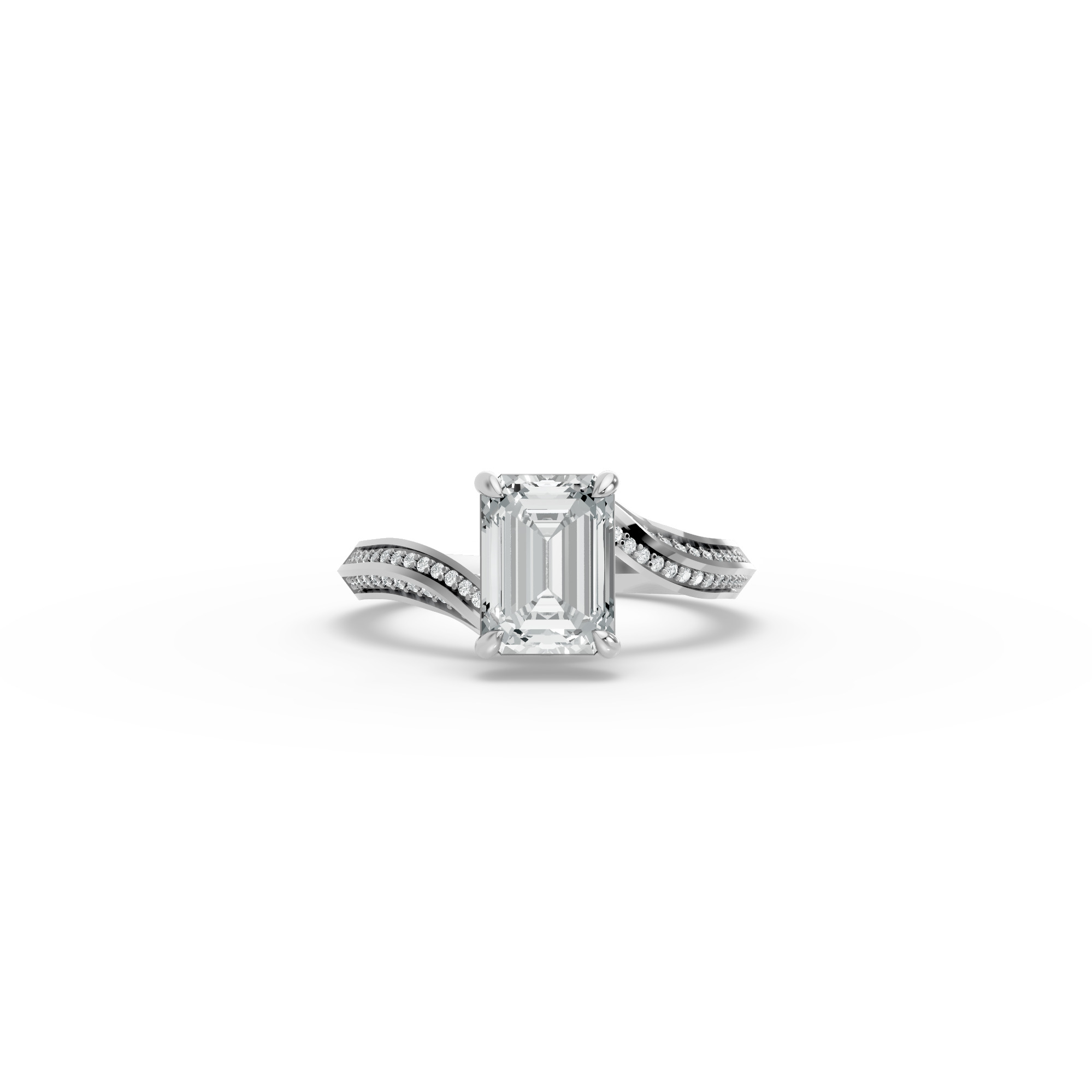 Emerald Shape Diamond Fancy Engagement Ring in Gold