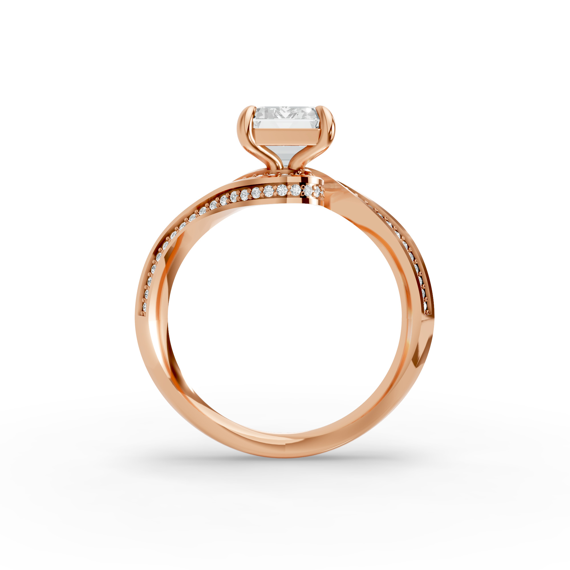 Emerald Shape Diamond Fancy Engagement Ring in Gold