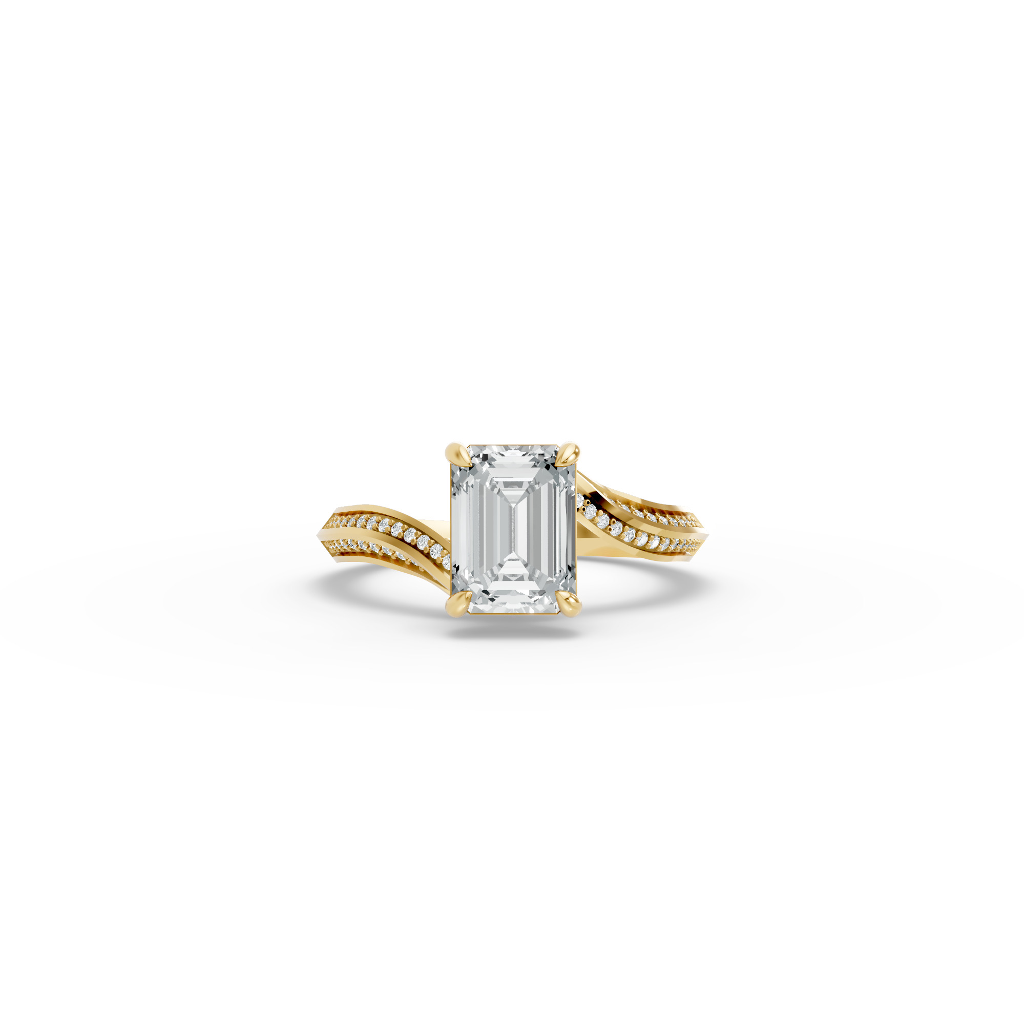 Emerald Shape Diamond Fancy Engagement Ring in Gold