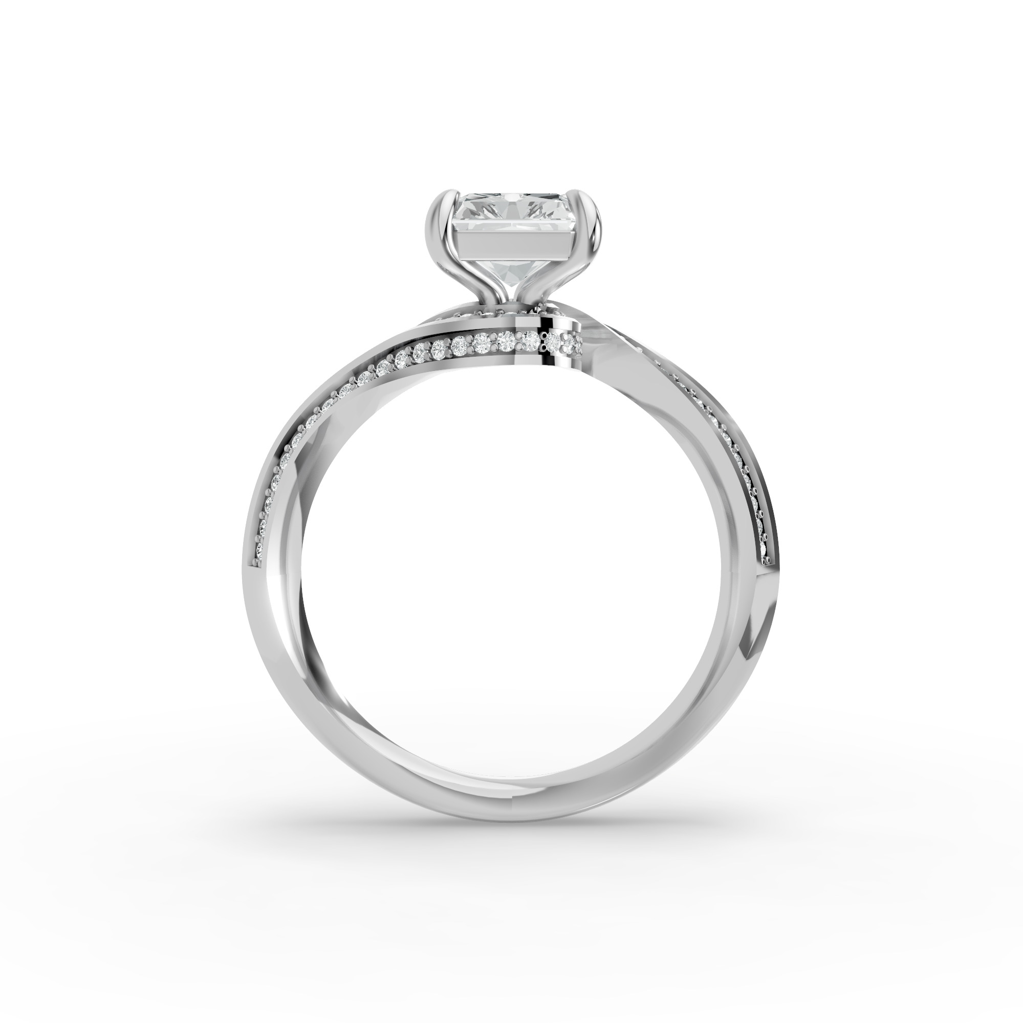 Radiant Shape Diamond Fancy Engagement Ring in Gold