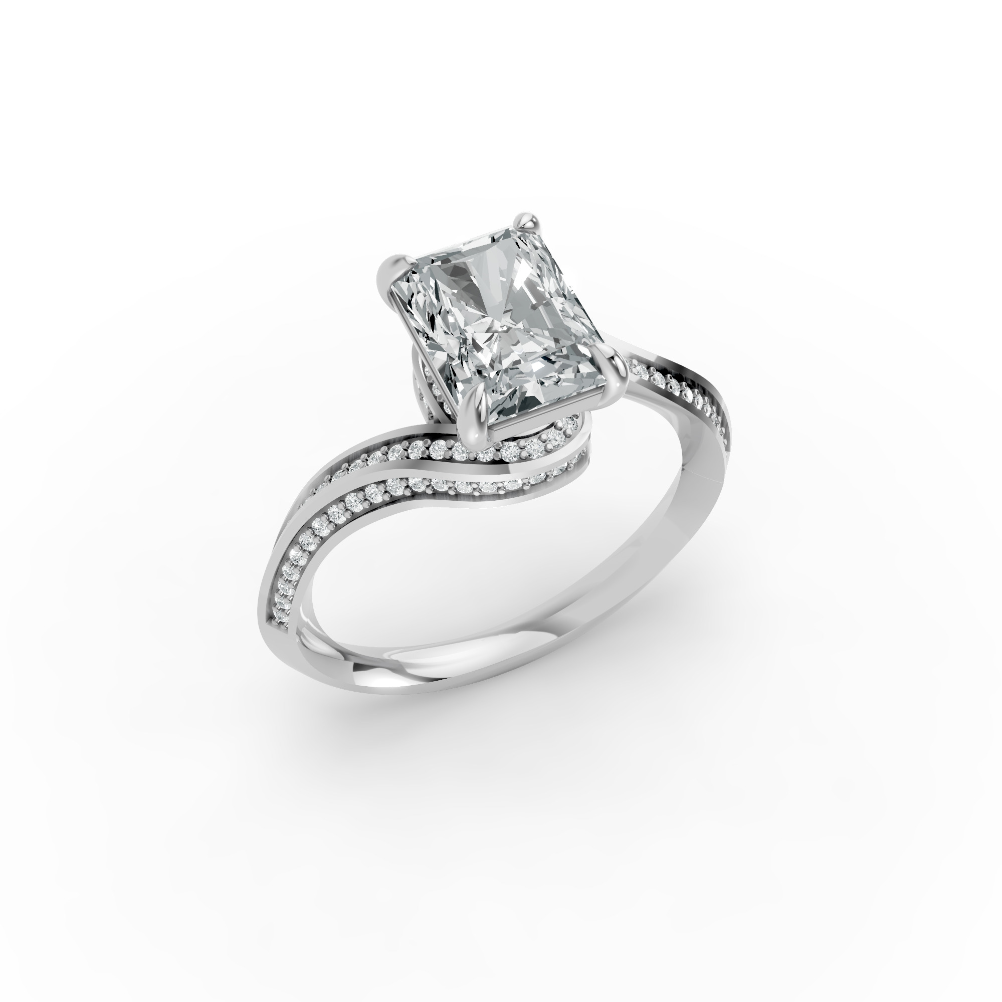 Radiant Shape Diamond Fancy Engagement Ring in Gold