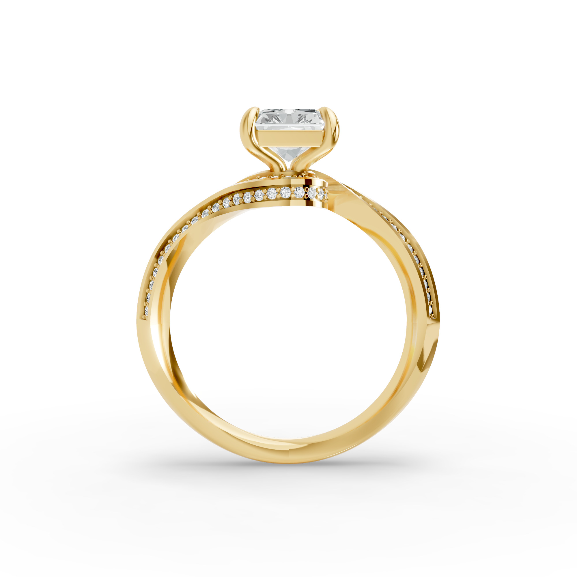 Radiant Shape Diamond Fancy Engagement Ring in Gold