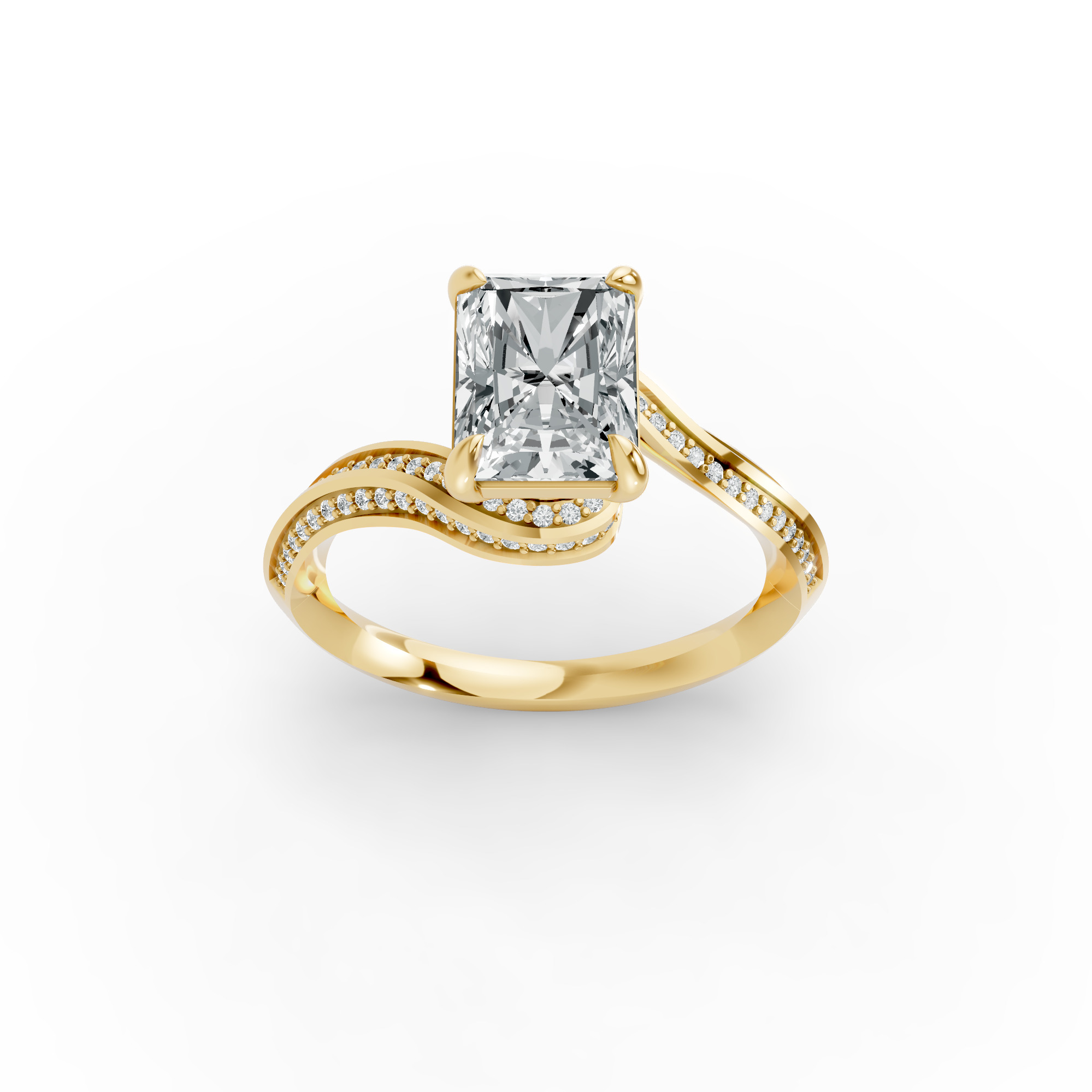 Radiant Shape Diamond Fancy Engagement Ring in Gold