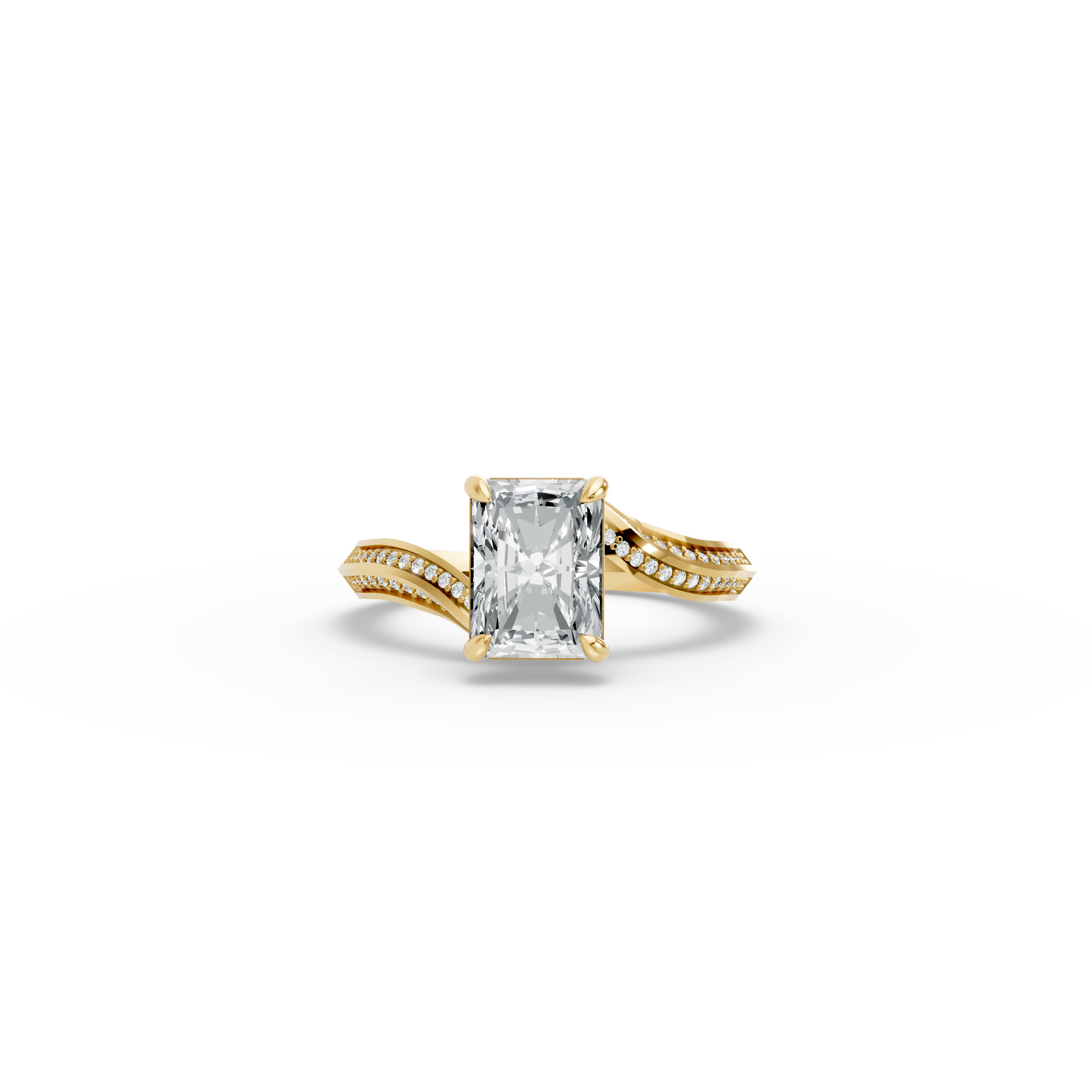 Radiant Shape Diamond Fancy Engagement Ring in Gold
