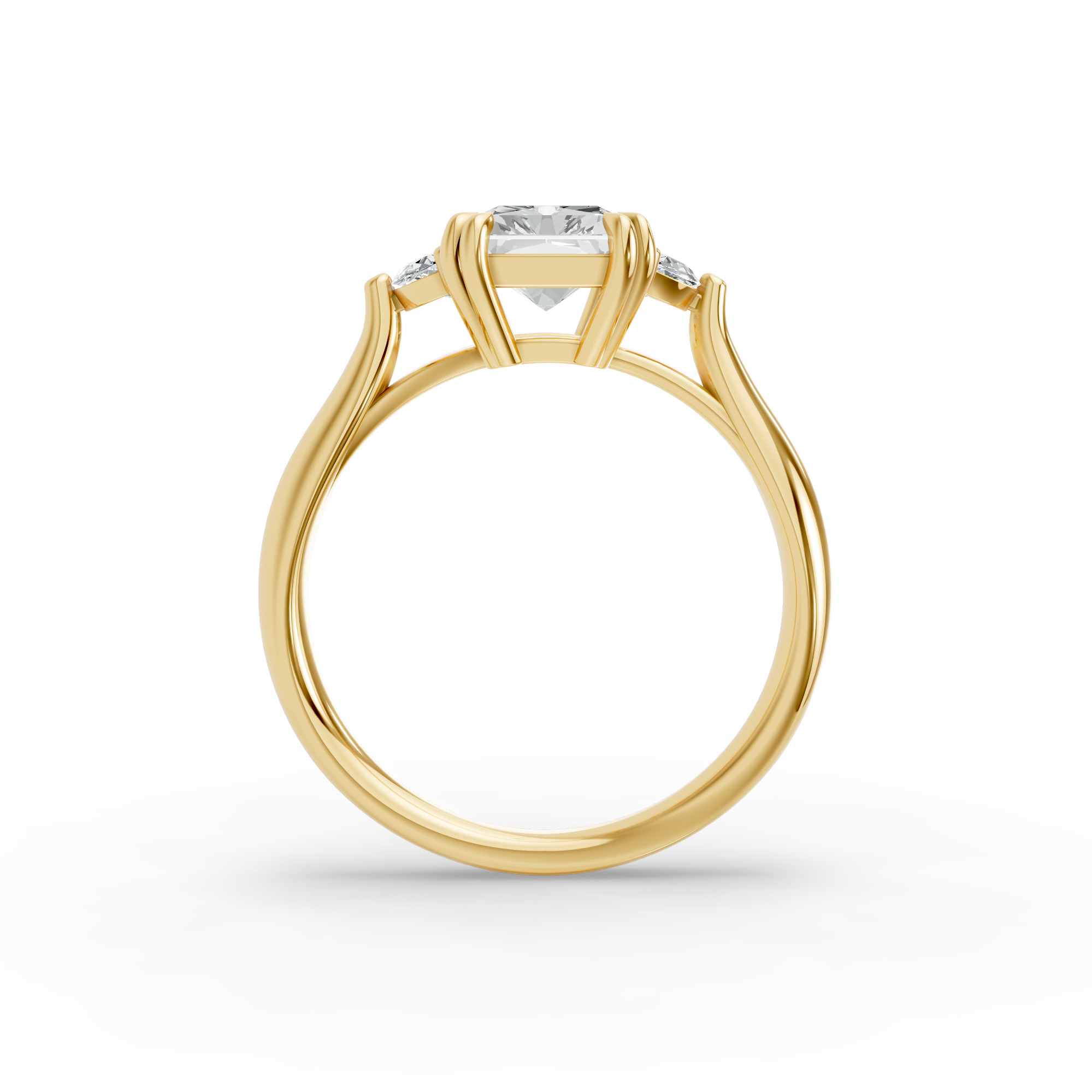 Radiant Shape Diamond Fancy Engagement Ring in Gold