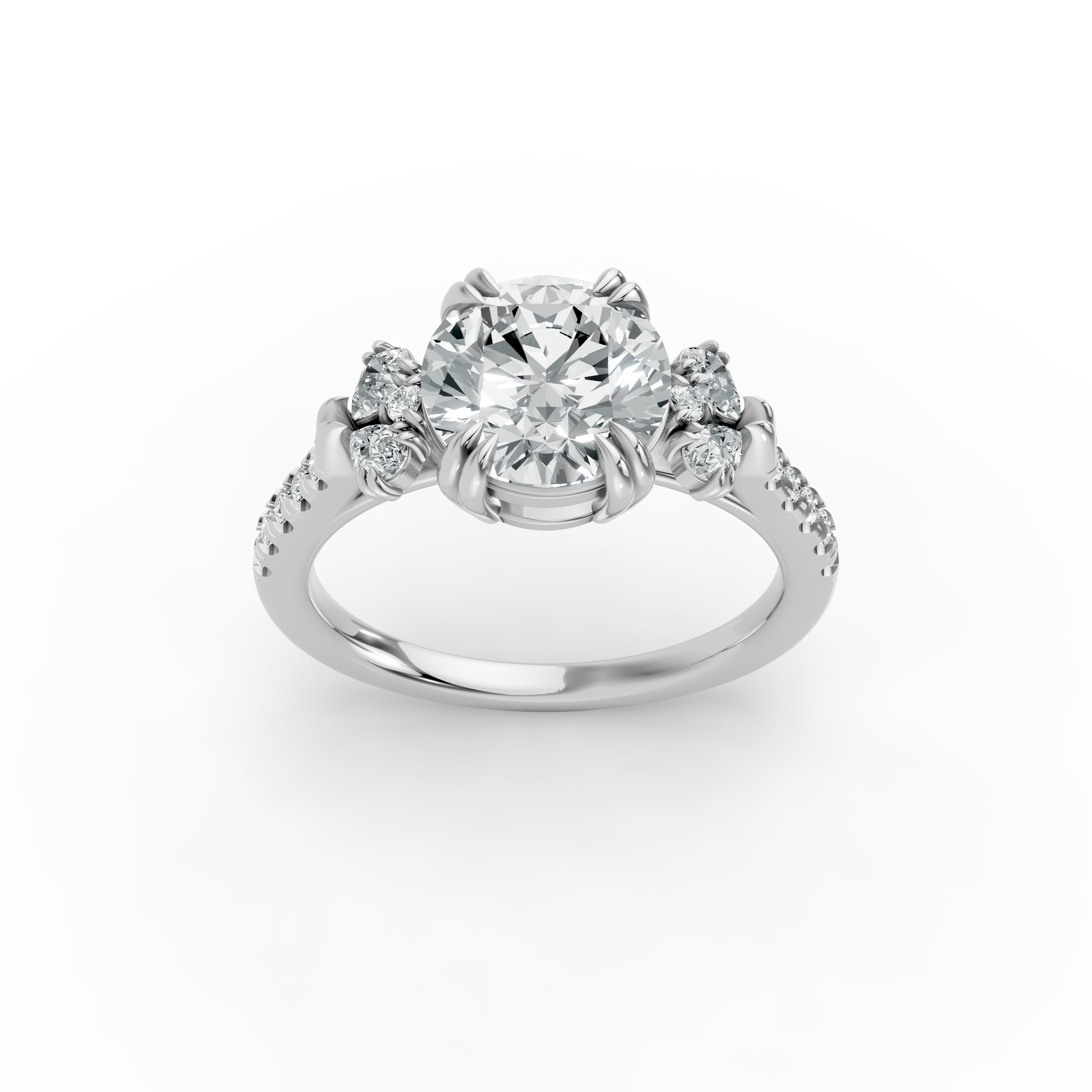 Round Shape Diamond Fancy Engagement Ring in Gold