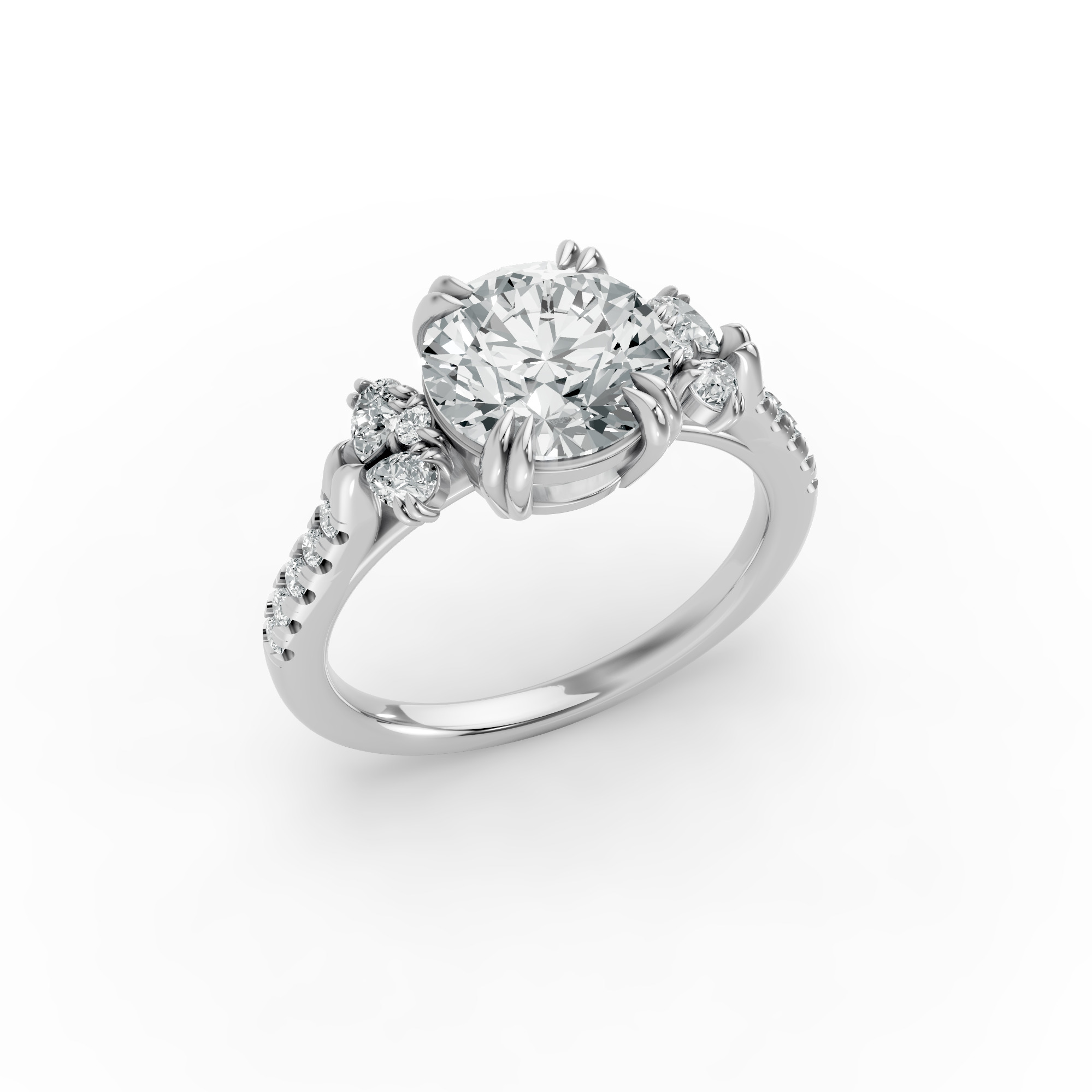 Round Shape Diamond Fancy Engagement Ring in Gold