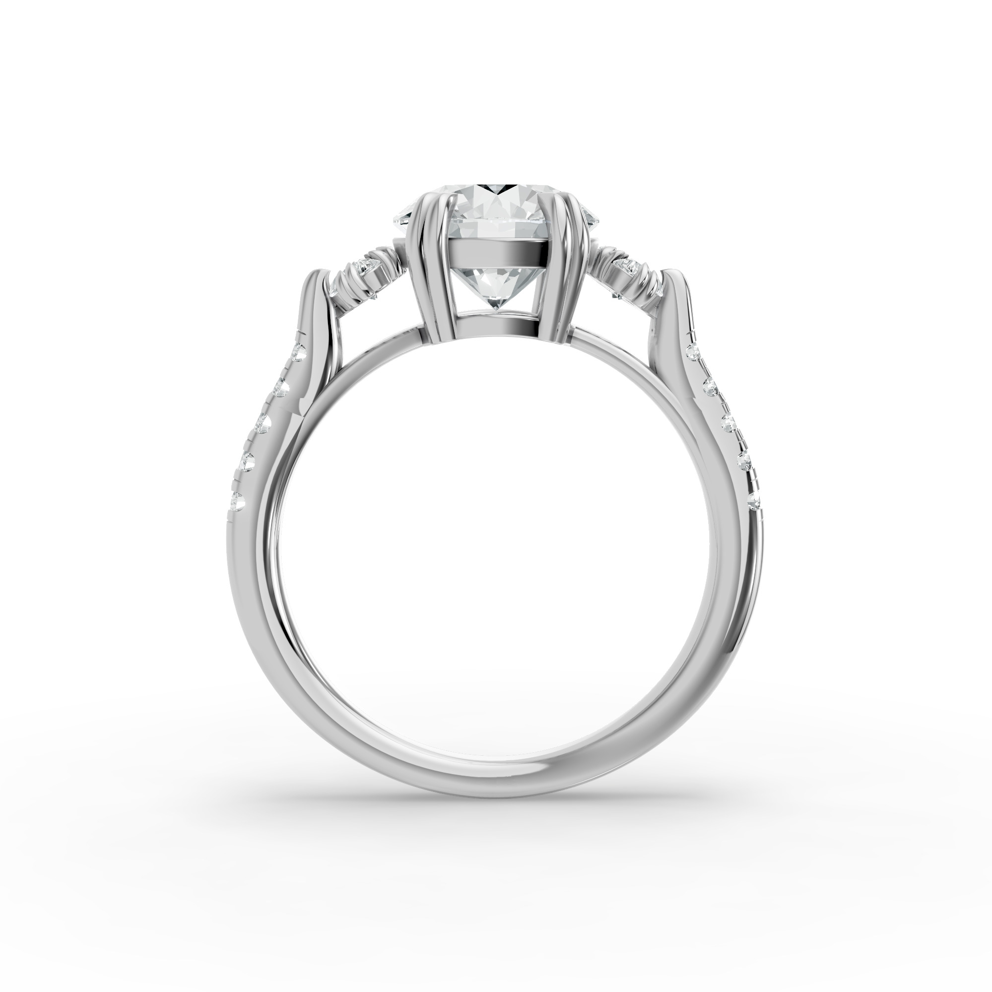 Round Shape Diamond Fancy Engagement Ring in Gold