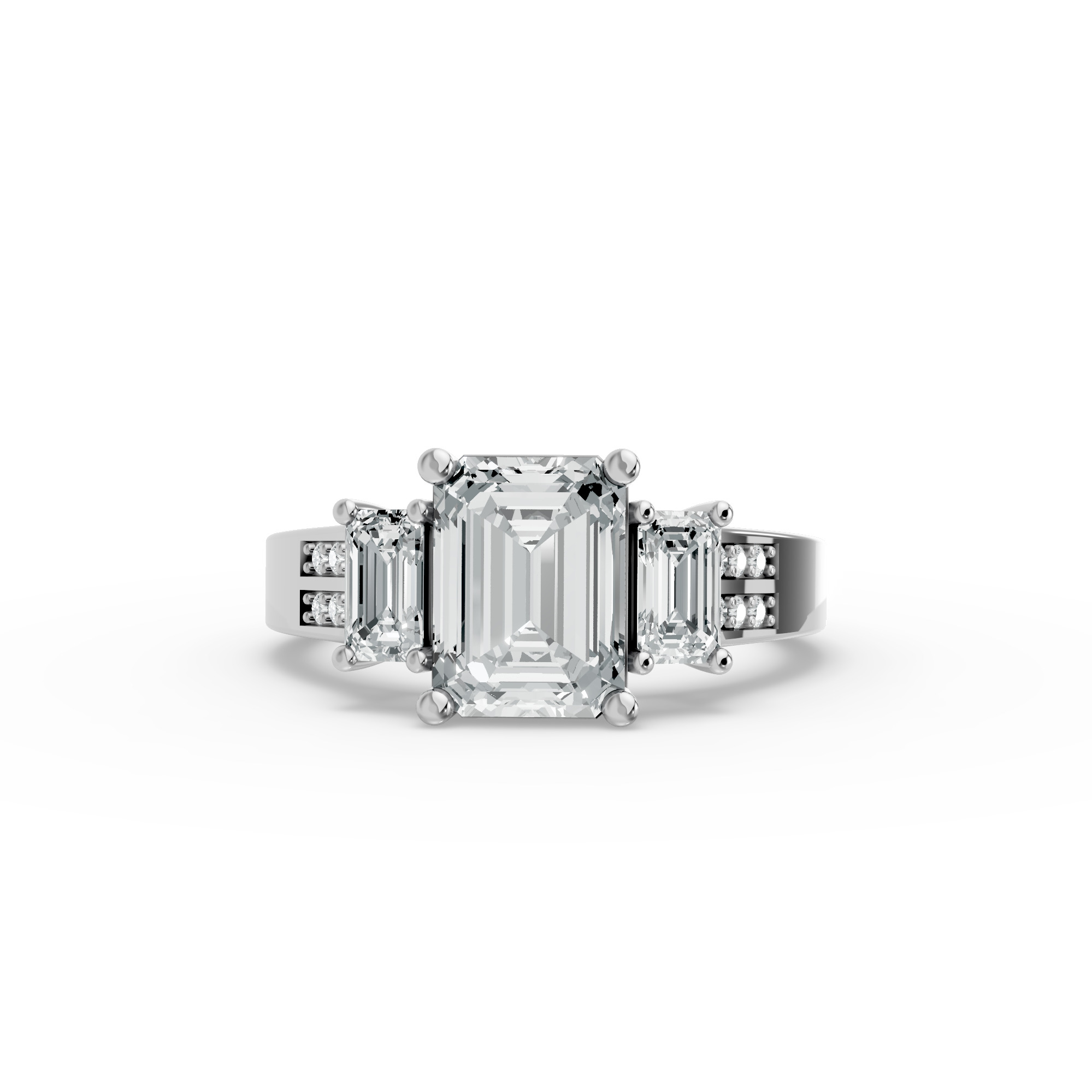 Emerald Shape Diamond Fancy Engagement Ring in Gold
