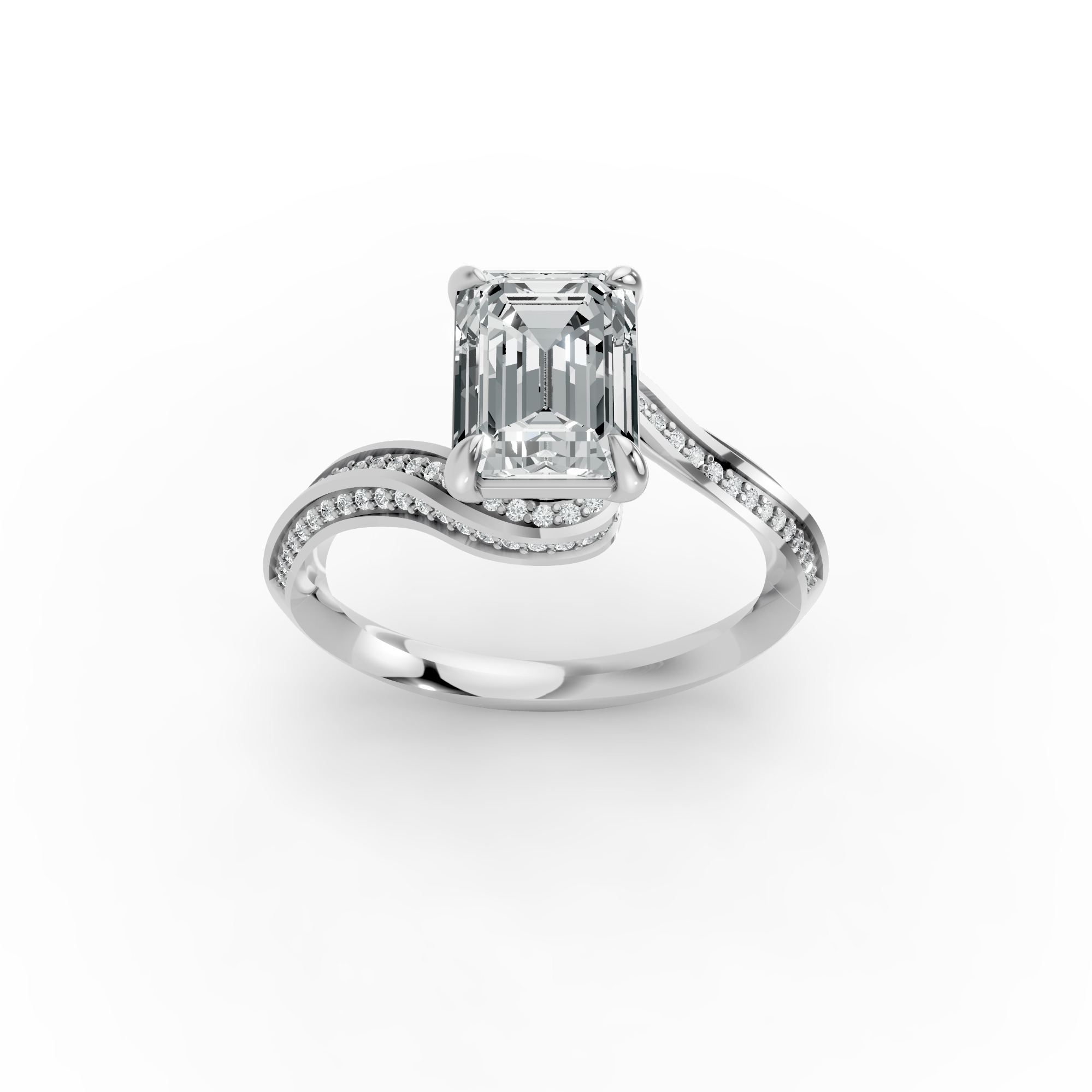 Emerald Shape Diamond Fancy Engagement Ring in Gold