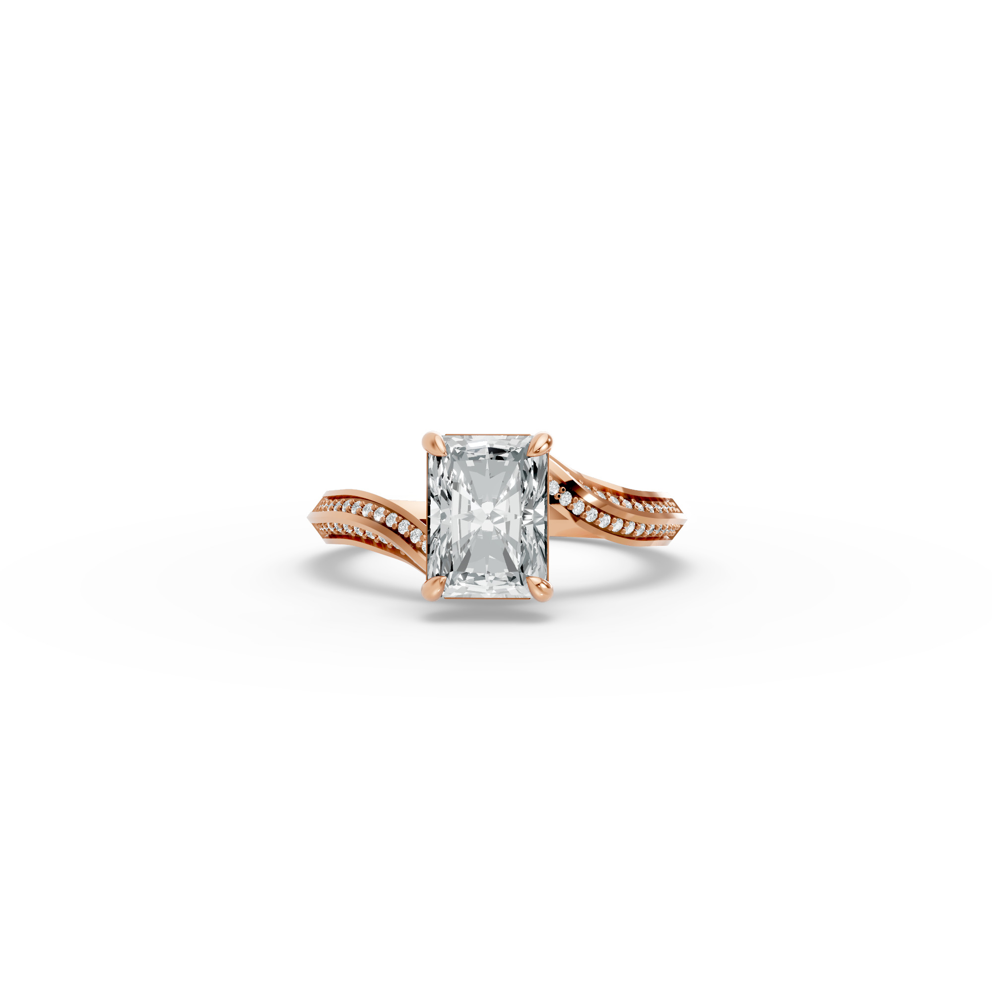 Radiant Shape Diamond Fancy Engagement Ring in Gold