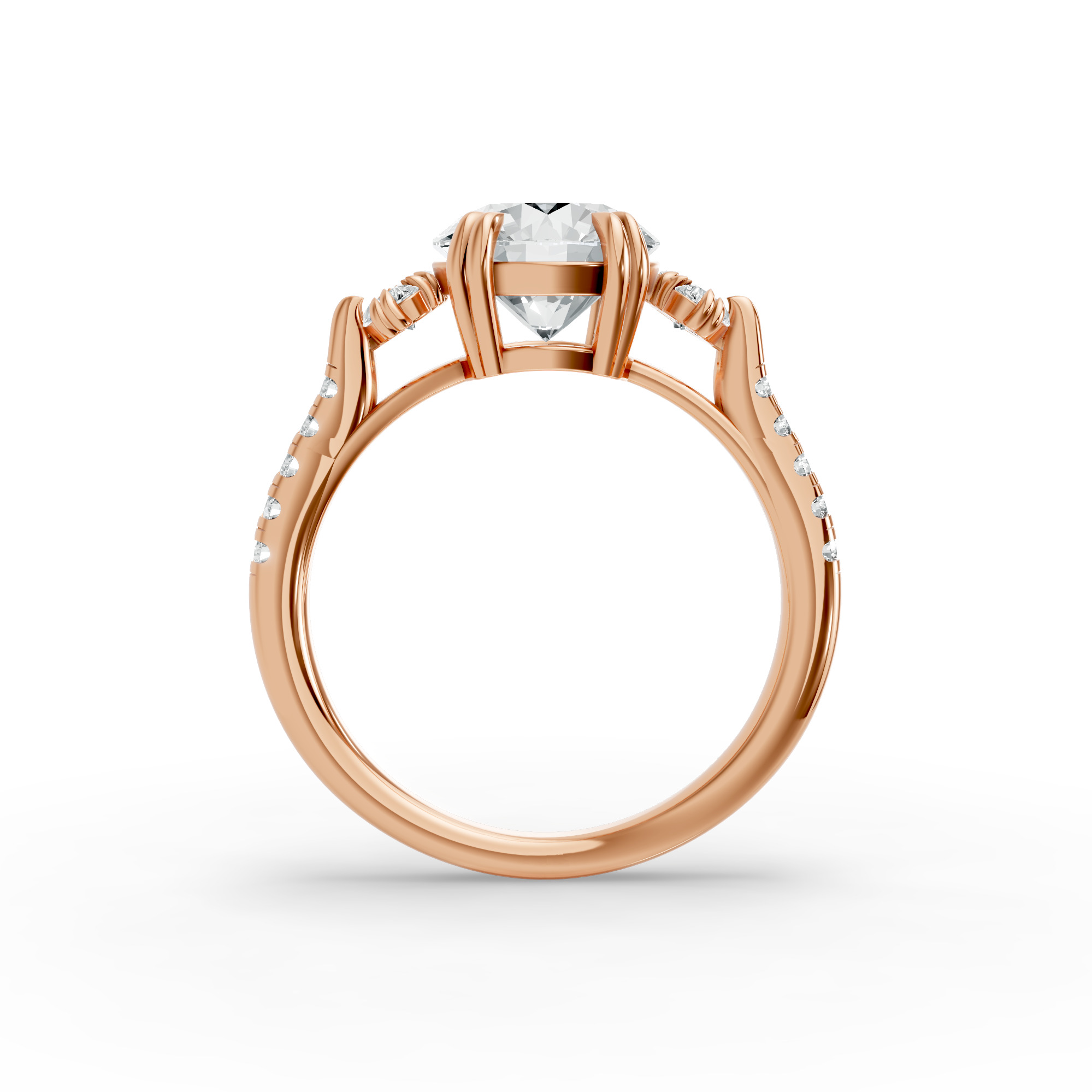 Round Shape Diamond Fancy Engagement Ring in Gold