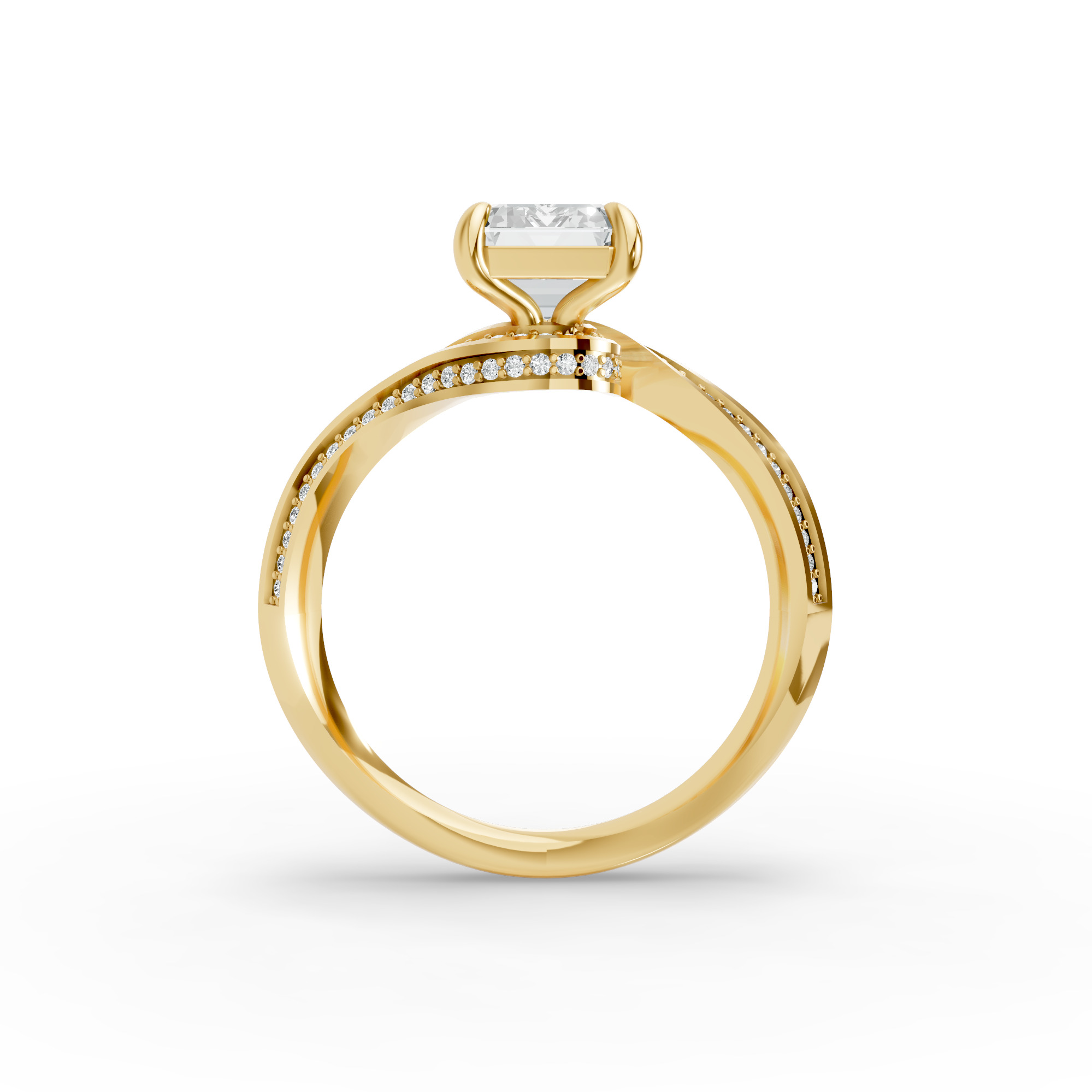 Emerald Shape Diamond Fancy Engagement Ring in Gold