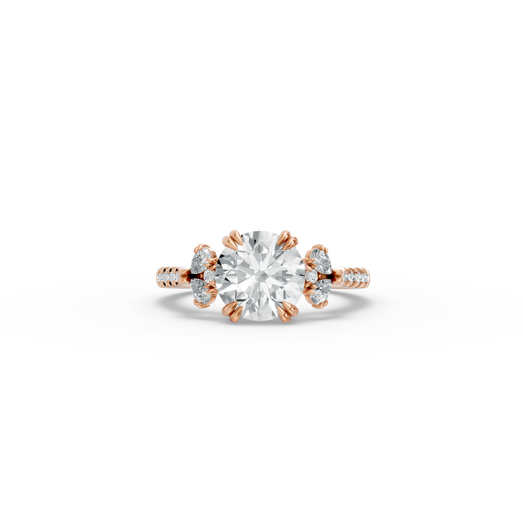 Round Shape Diamond Fancy Engagement Ring in Gold