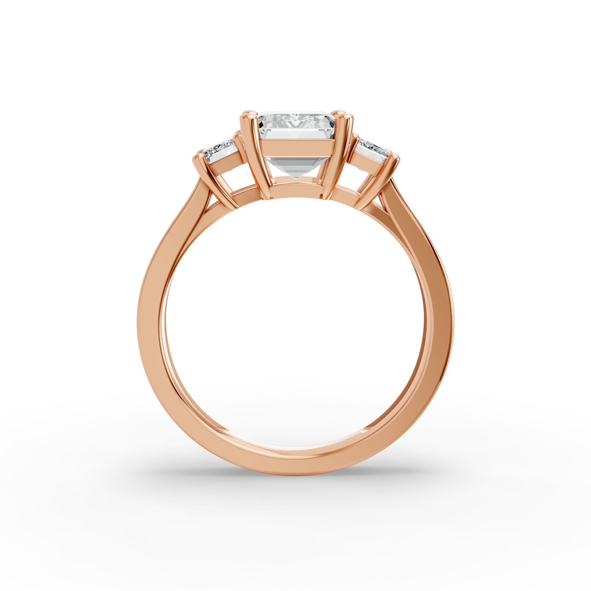 Emerald Shape Diamond Fancy Engagement Ring in Gold