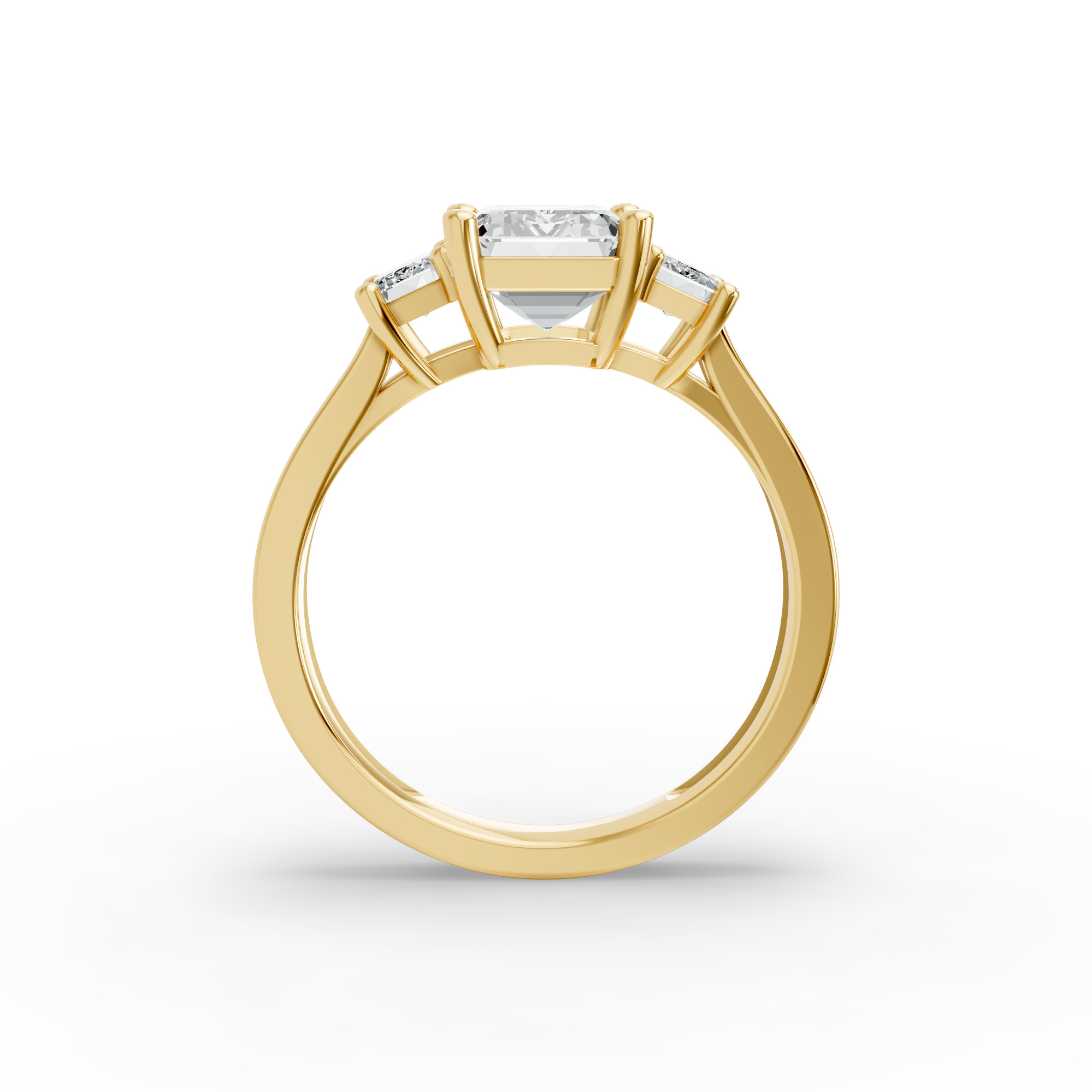 Emerald Shape Diamond Fancy Engagement Ring in Gold