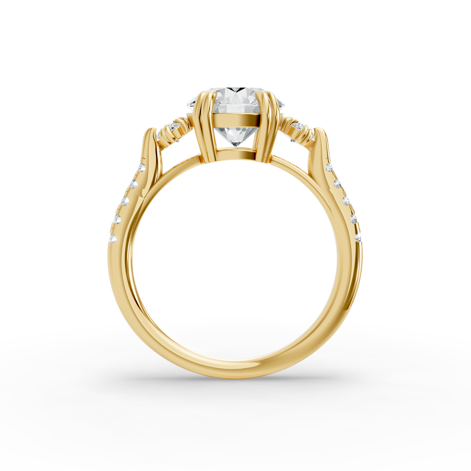 Round Shape Diamond Fancy Engagement Ring in Gold