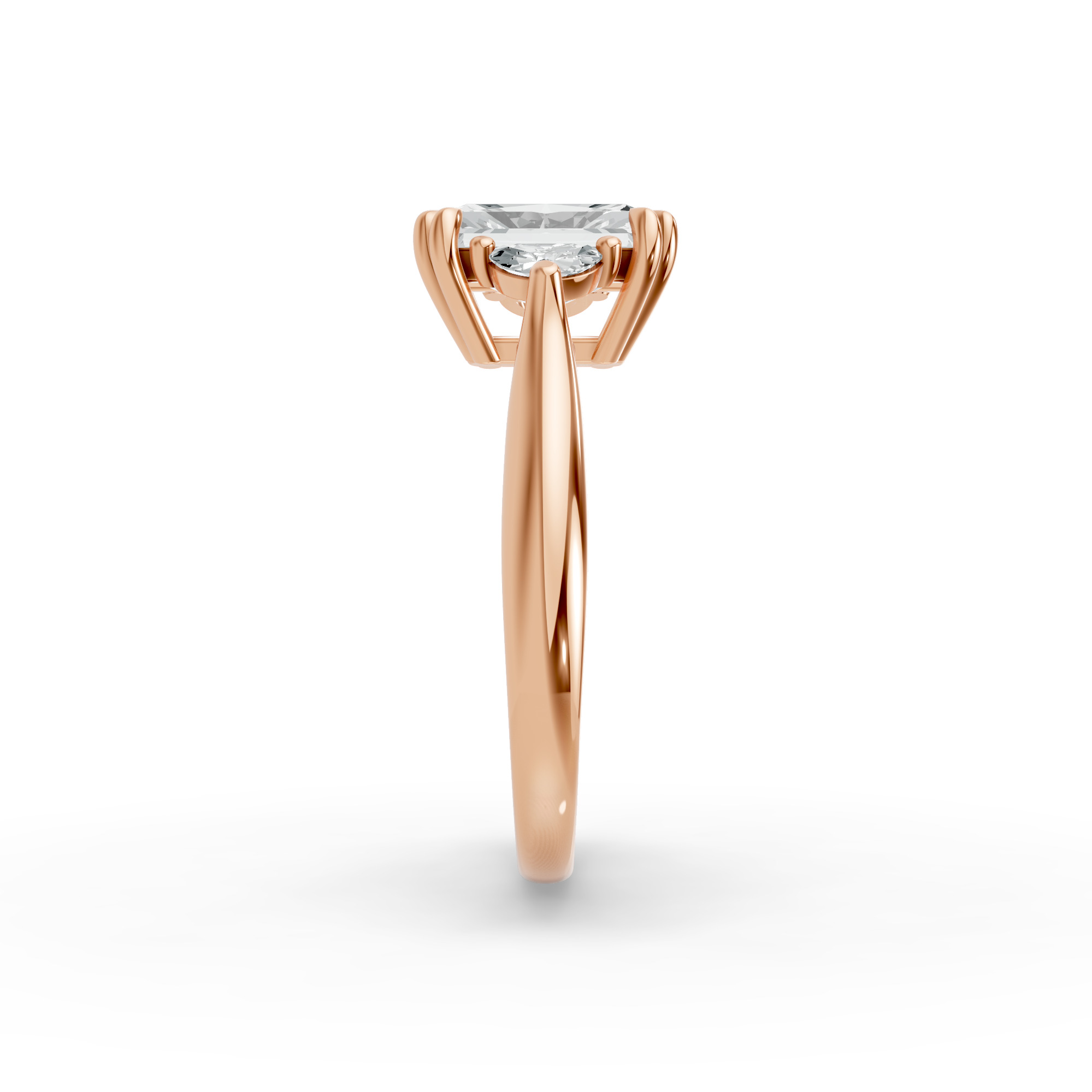 Radiant Shape Diamond Fancy Engagement Ring in Gold